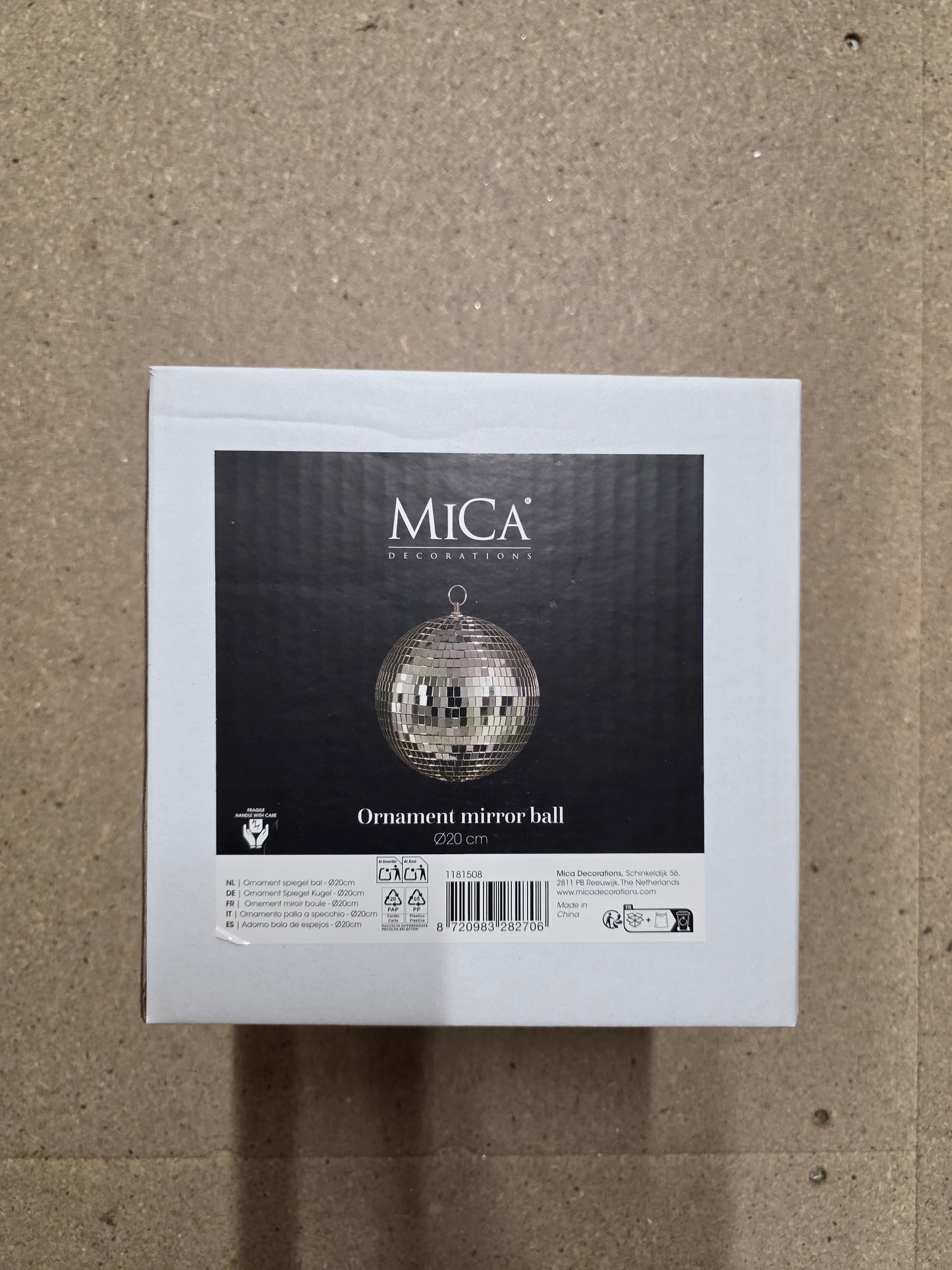 Hanging Mirror Ball Champagne 20cm