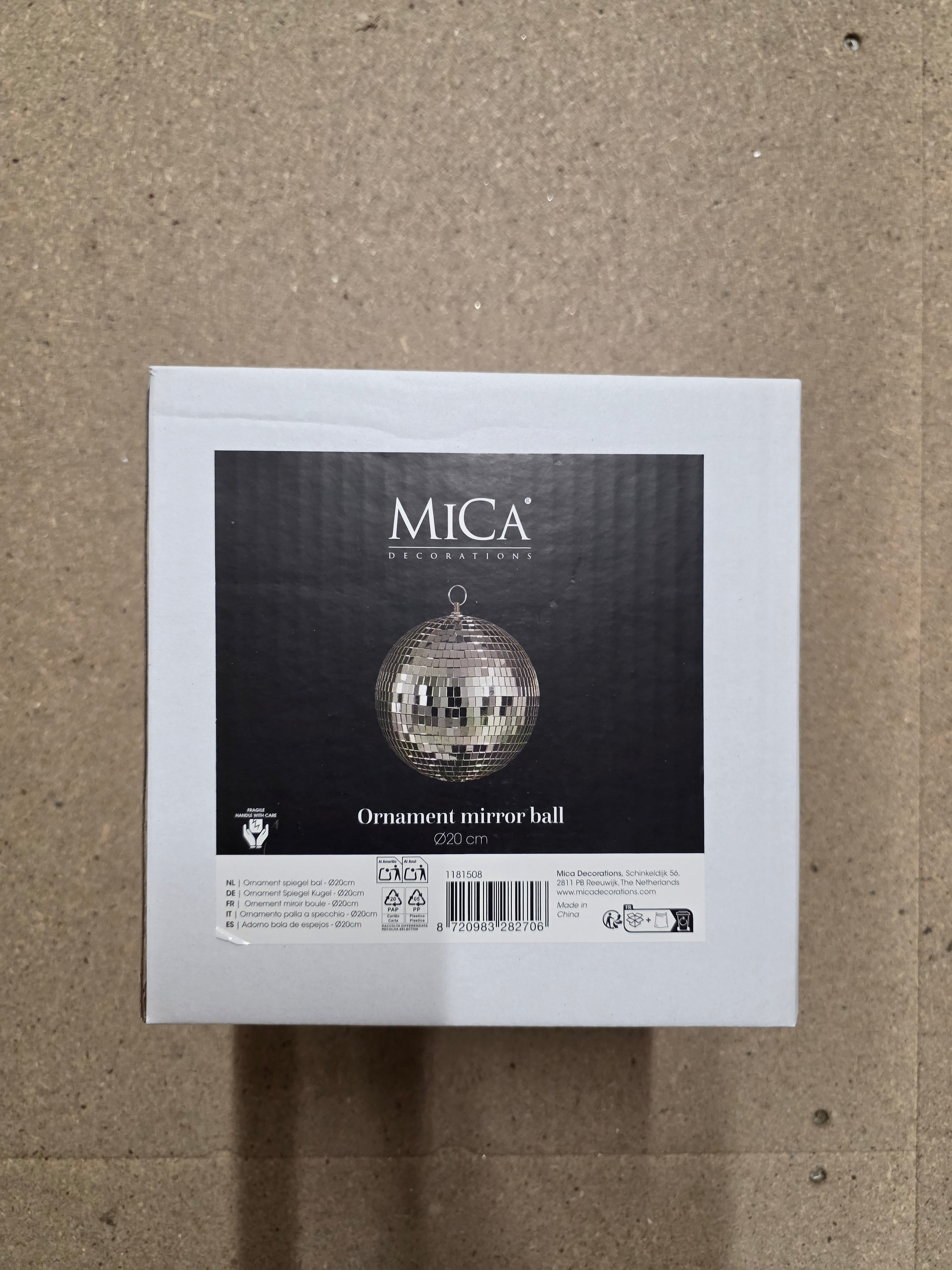 Bauble Mirror Ball Champagne 20cm
