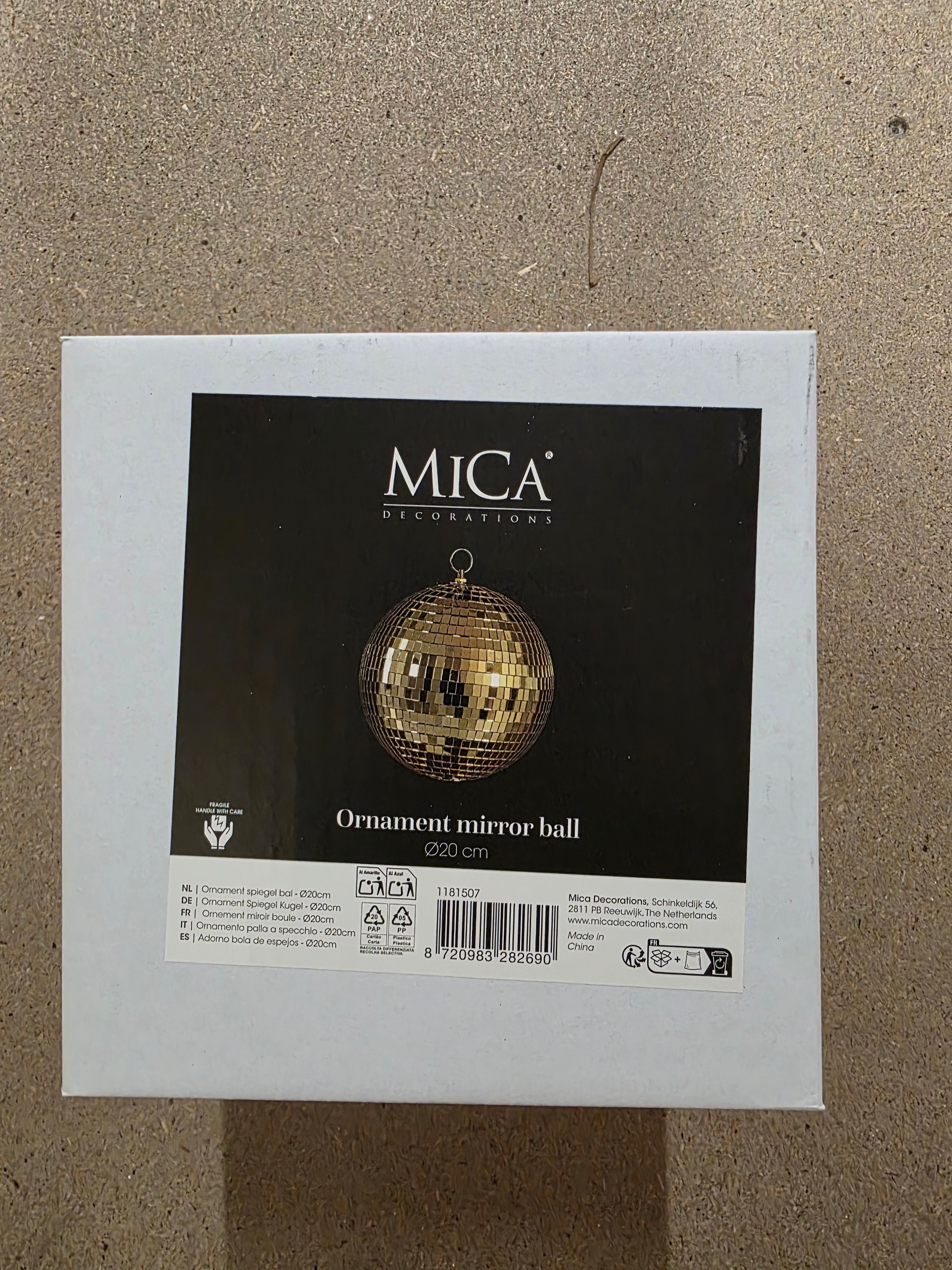 Bauble Mirror Ball Gold 20cm