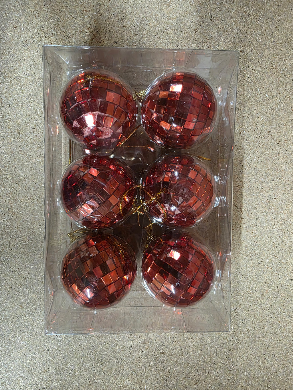 Bauble Mirror Ball Red 6cm X6