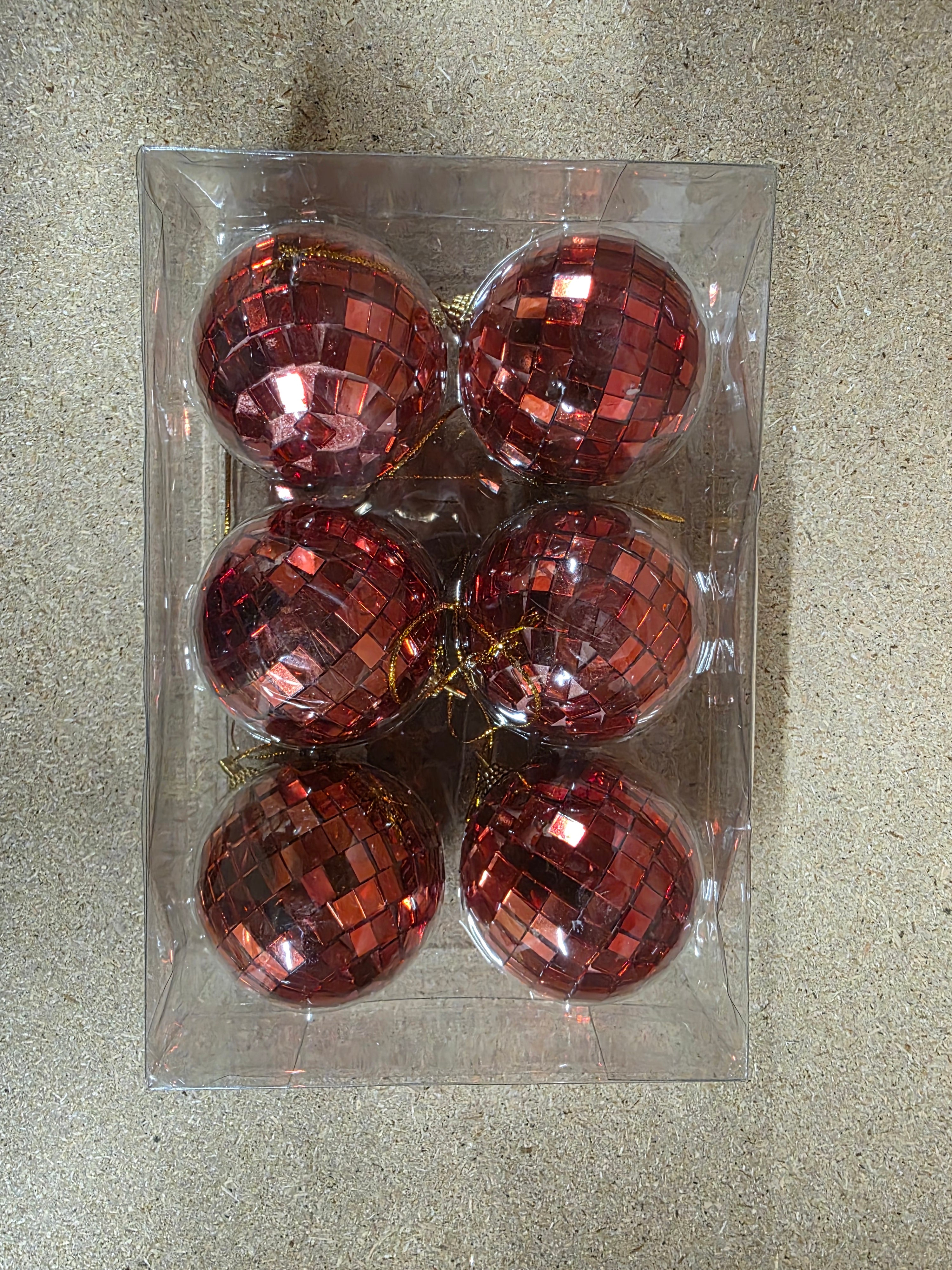 Bauble Mirror Ball Red 6cm X6