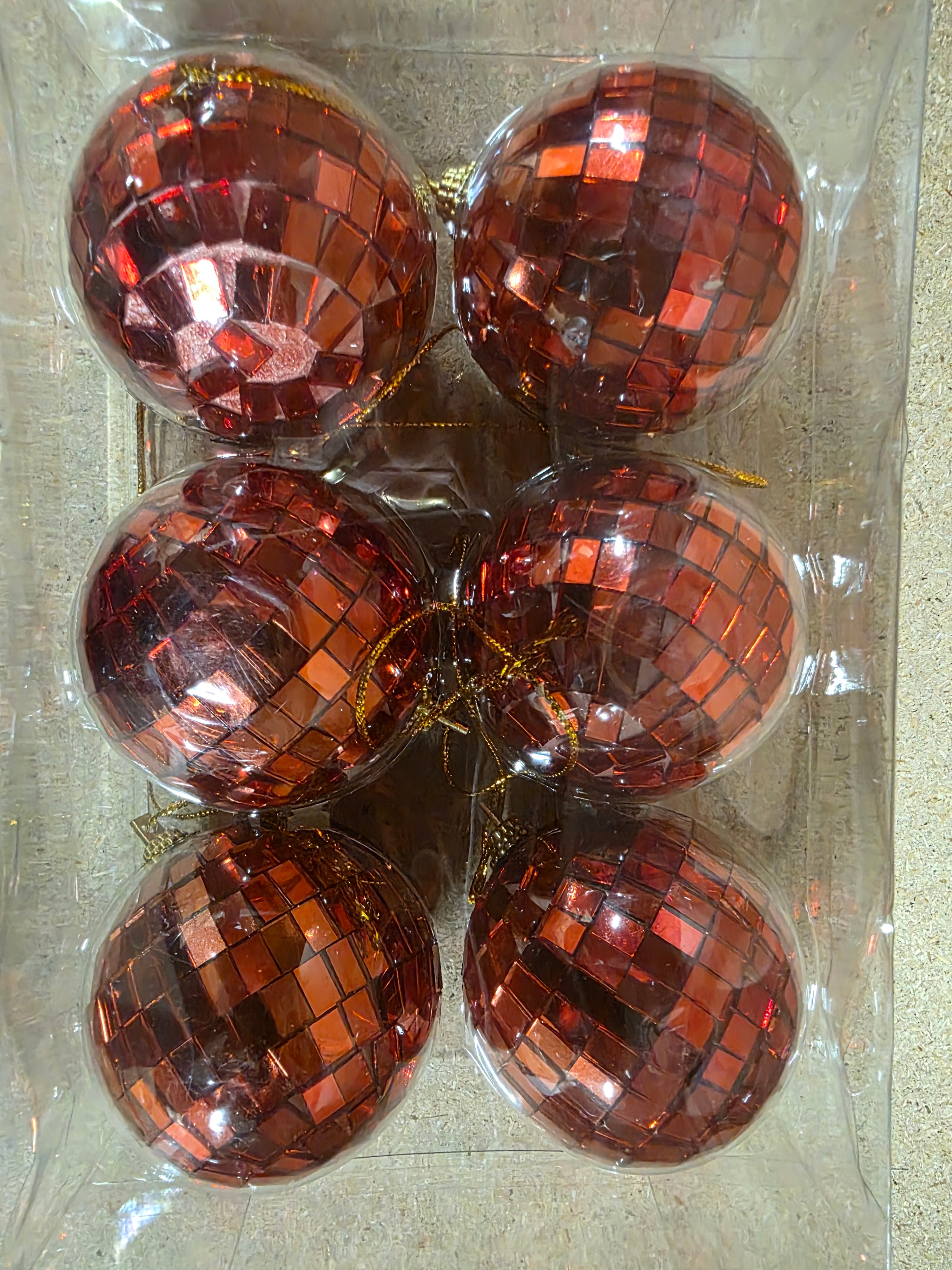 Bauble Mirror Ball Red 6cm X6