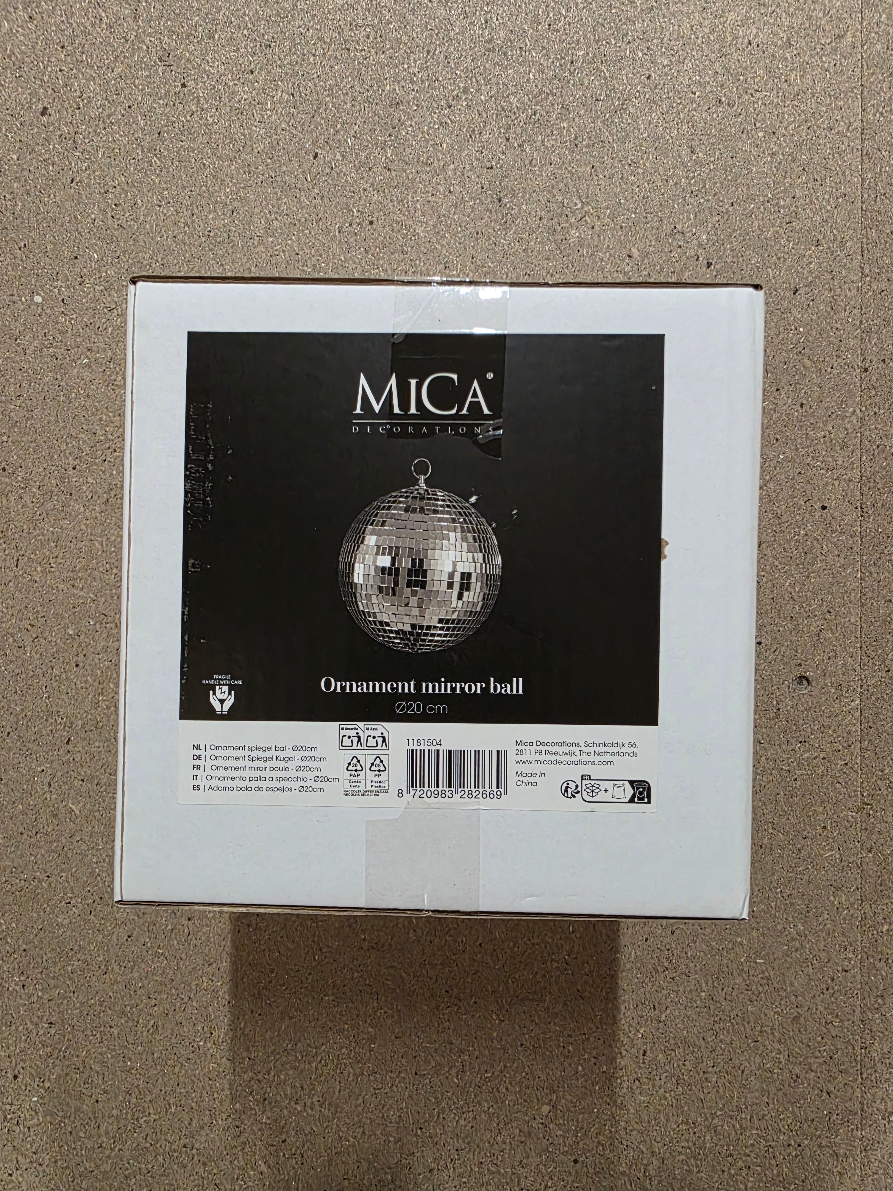 Bauble Mirror Ball Silver 20cm