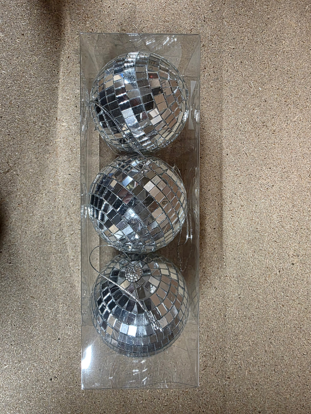 Bauble Mirror Ball X3 Silver 8cm