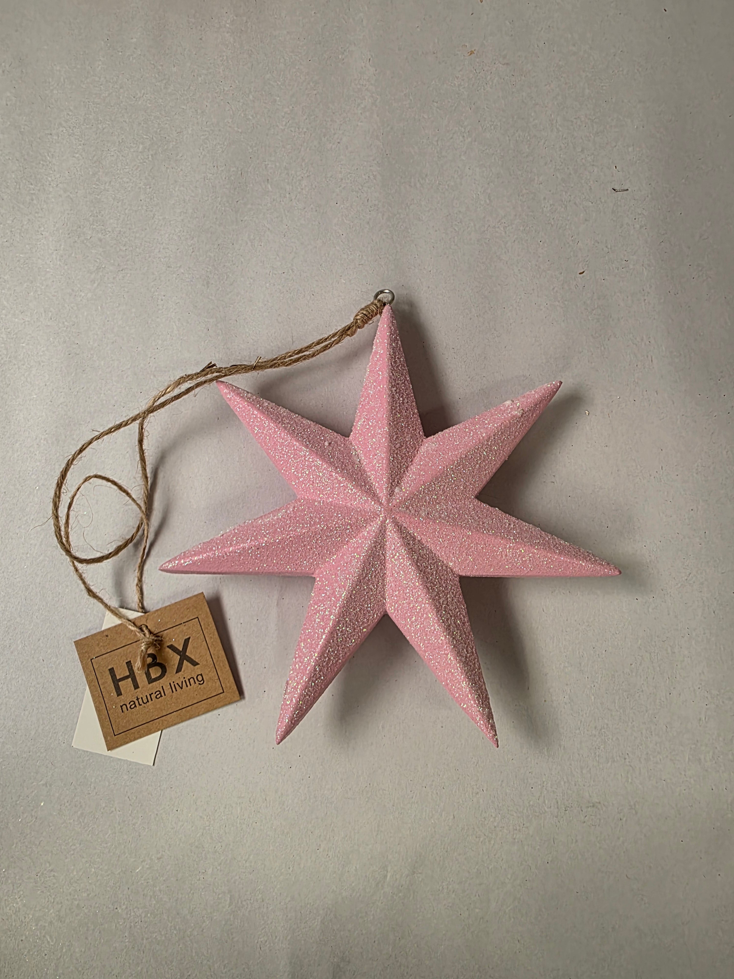 Hanging Star Shiny 16cm Pink (PACK OF 3)