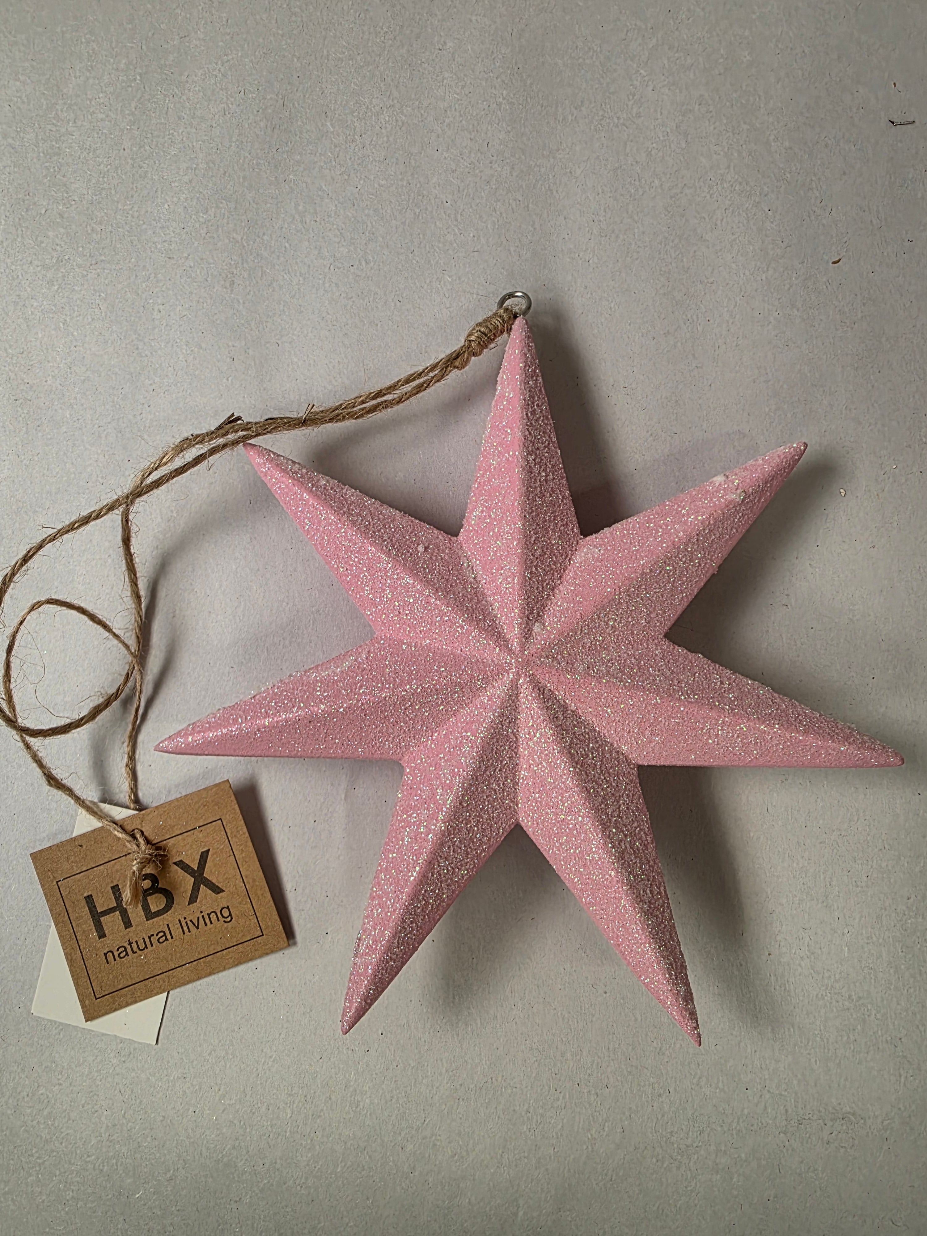 Hanging Star Shiny 16cm Pink (PACK OF 3)