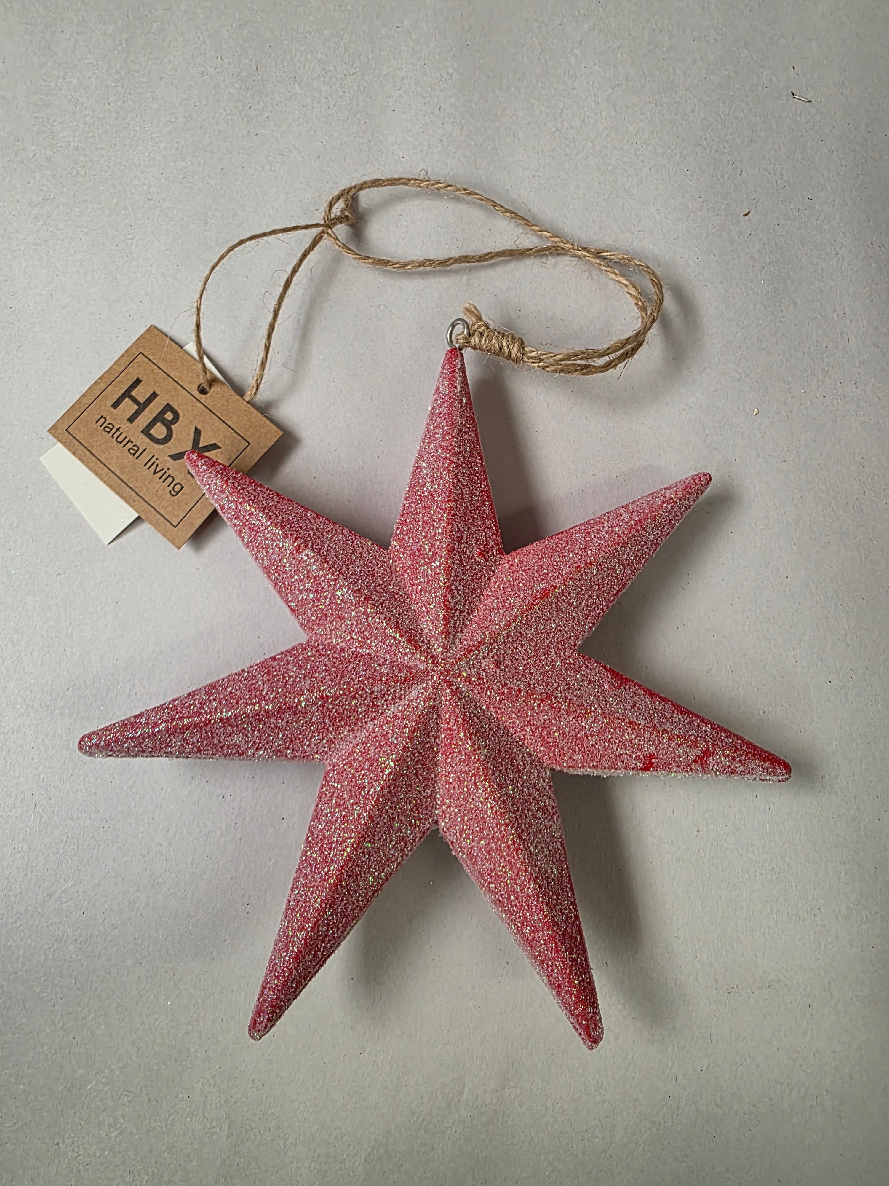 Hanging Star Shiny 16cm Red (PACK OF 2)