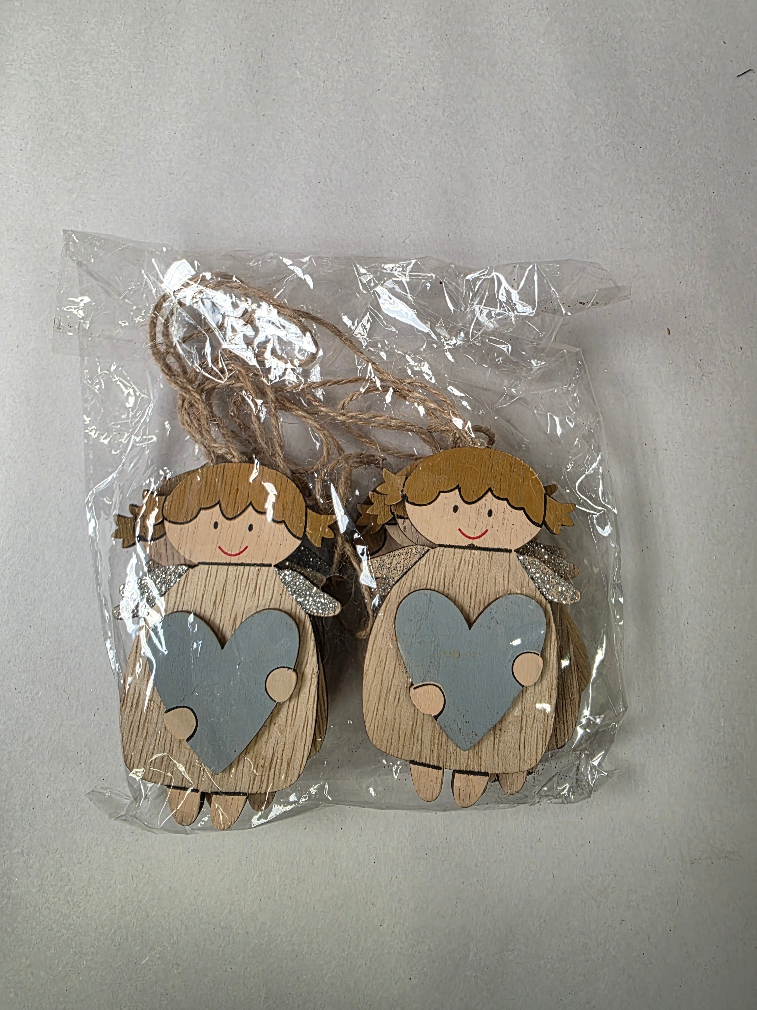Hanging Wood Angel Silver (PACK OF 2)