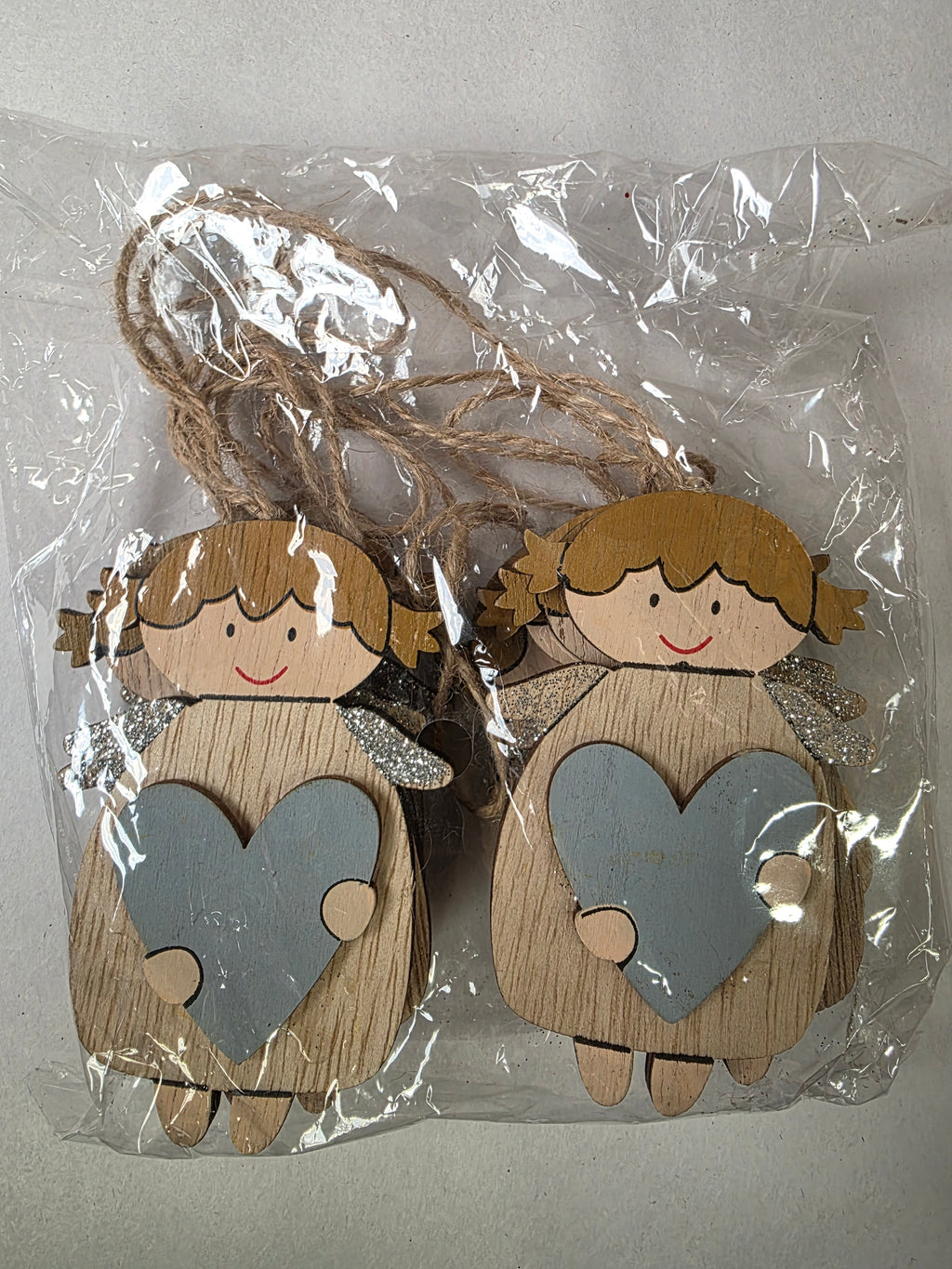 Hanging Wood Angel Silver (PACK OF 2)