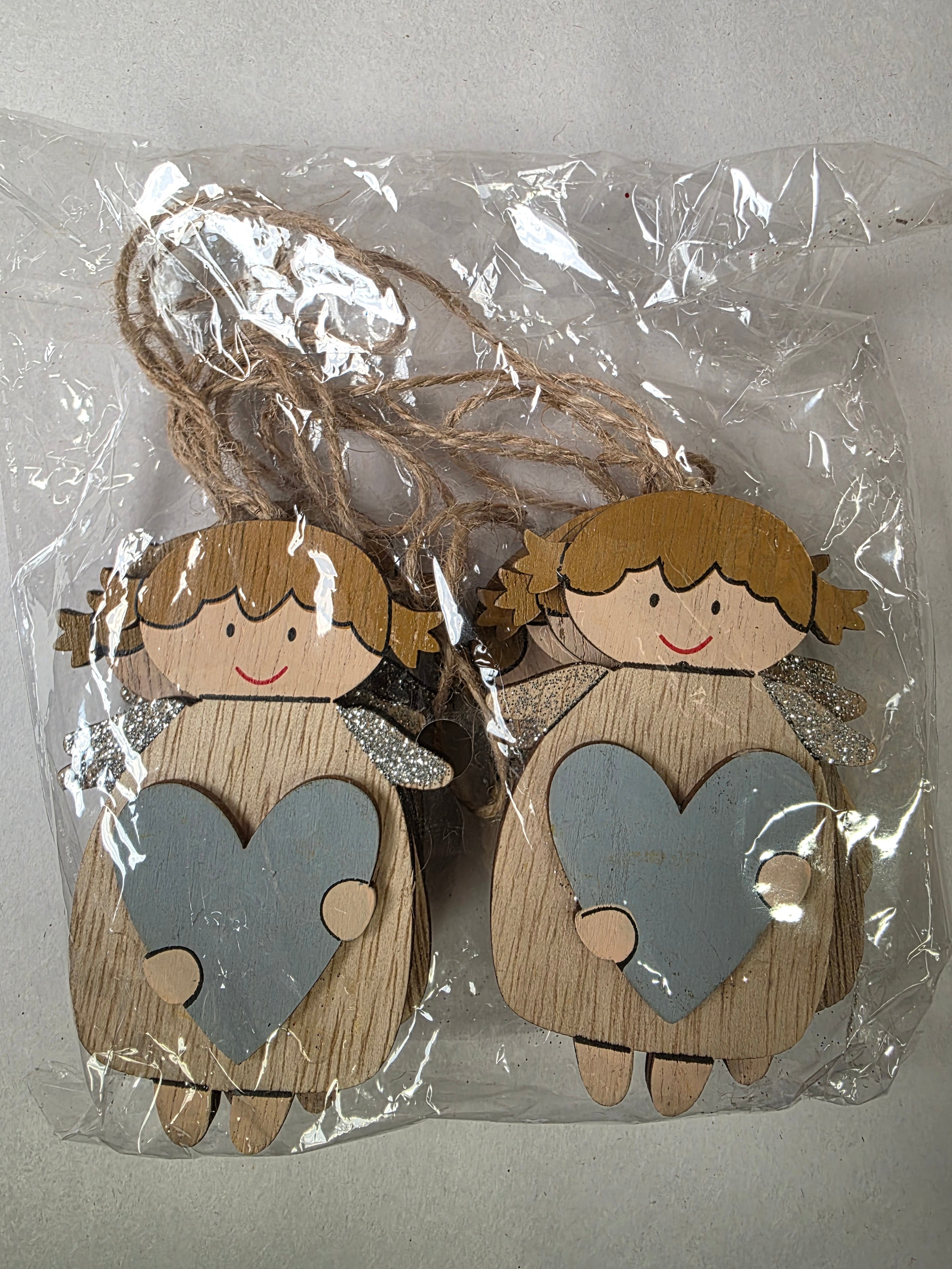Hanging Wood Angel Silver (PACK OF 2)