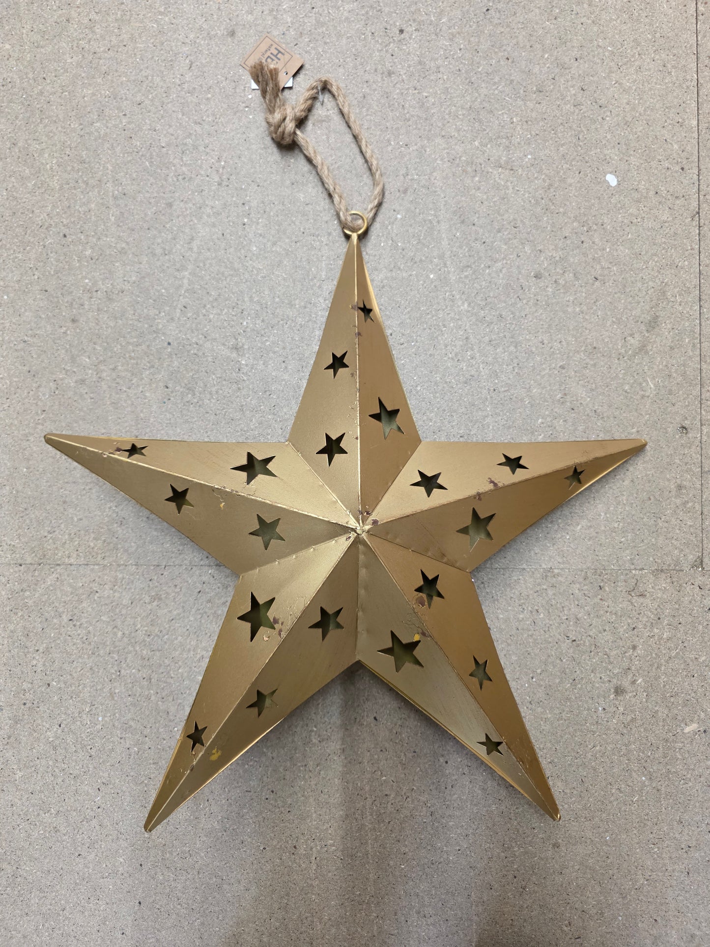 Iron Hollow Star Pendant Old Gold