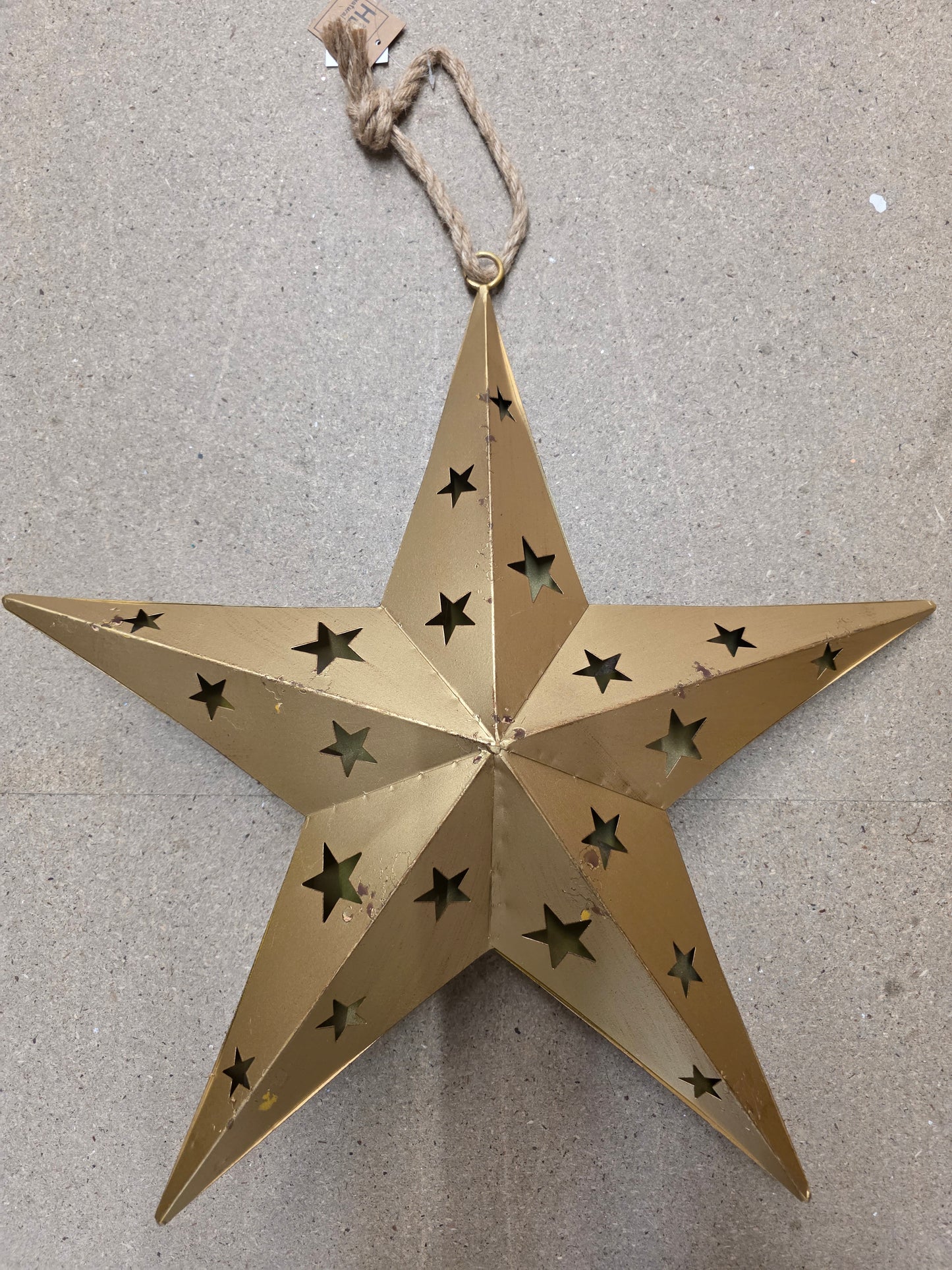 Iron Hollow Star Pendant Old Gold