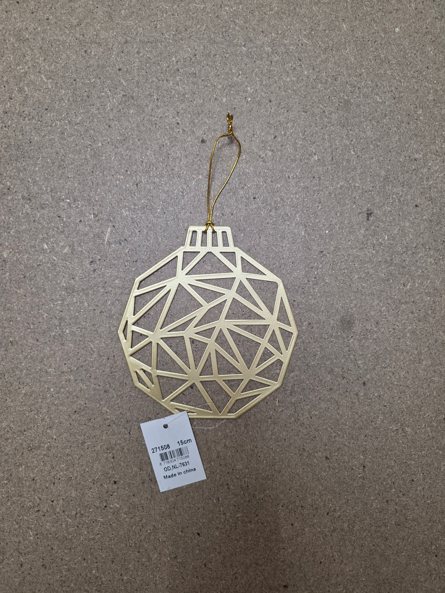 Metal Geo Ball Hang Gold 15cm