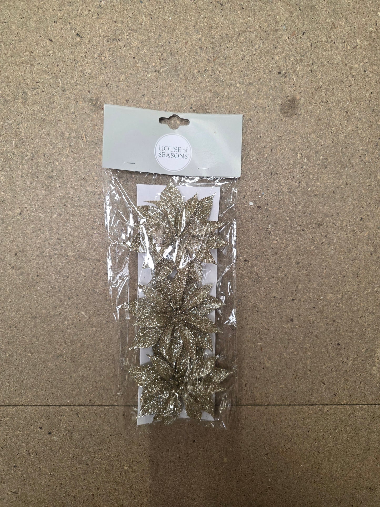 Poinsettia Clip Champagne X3