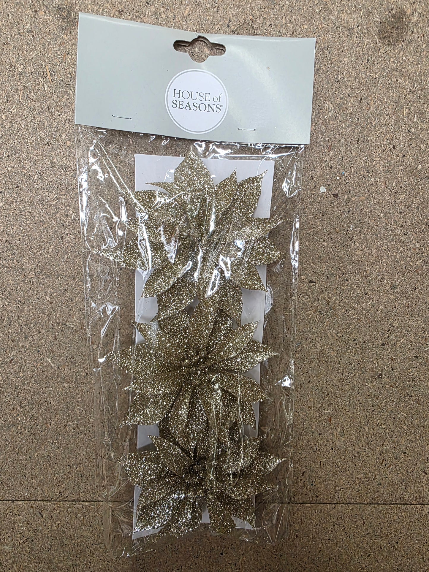 Poinsettia Clip Champagne X3