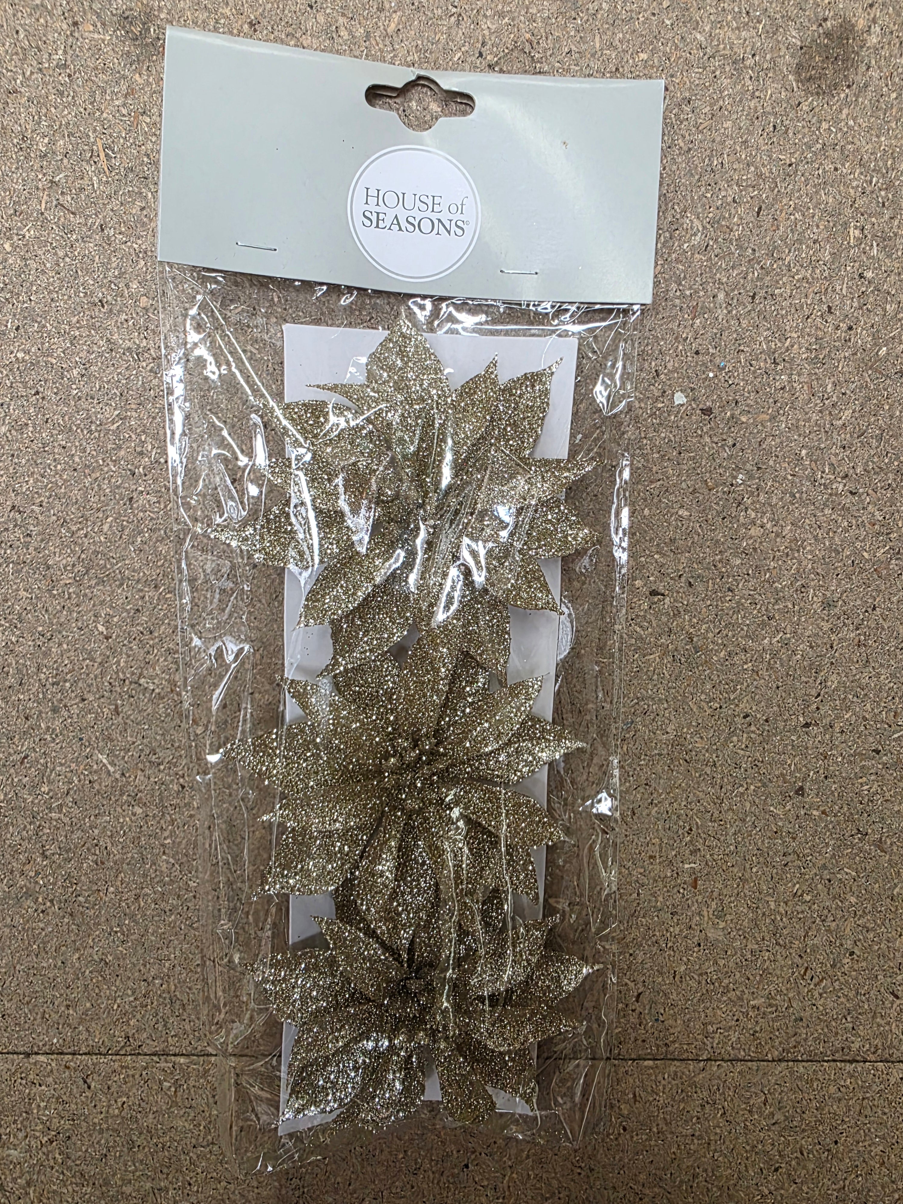 Poinsettia Clip Champagne X3 (PACK OF 3)
