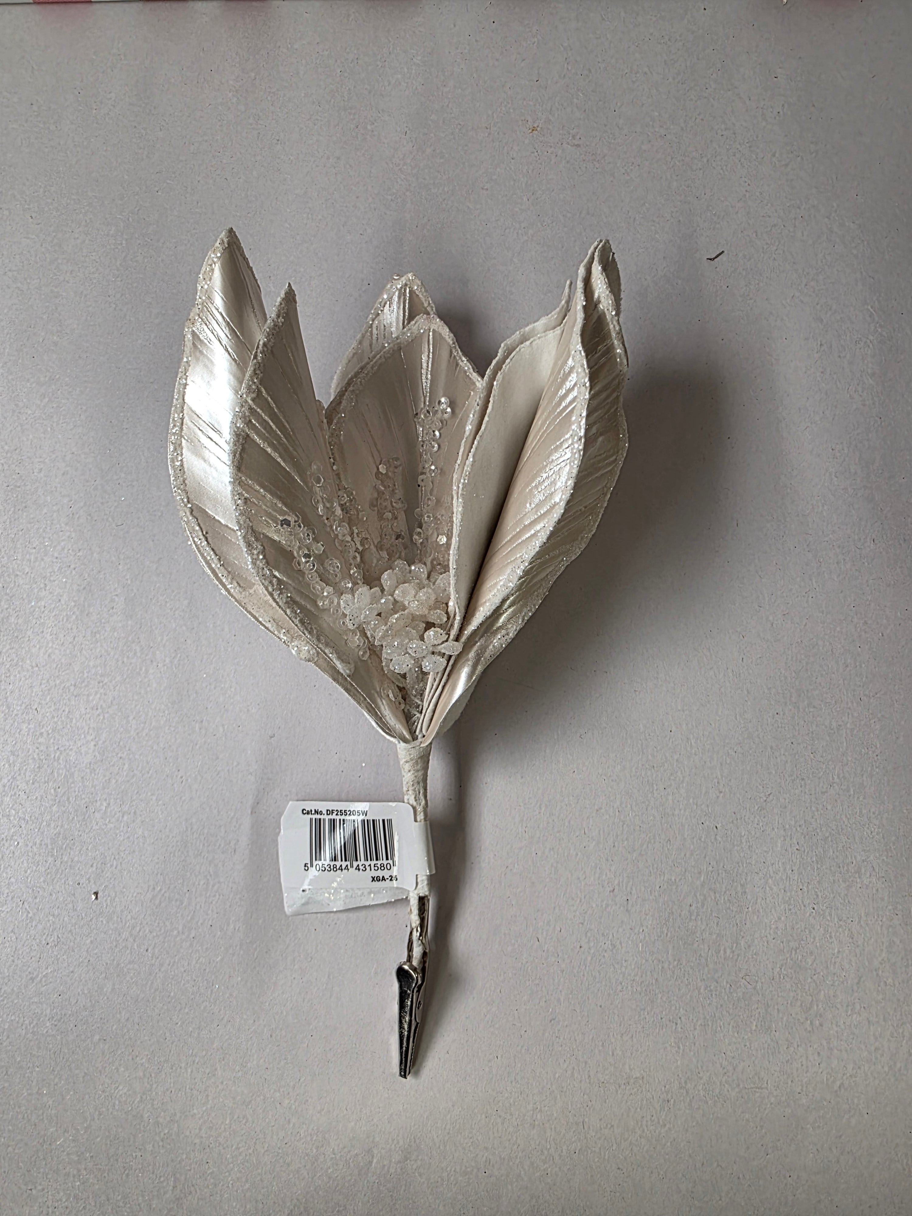 Poinsettia Clip Pearl 28cm (PACK OF 2)