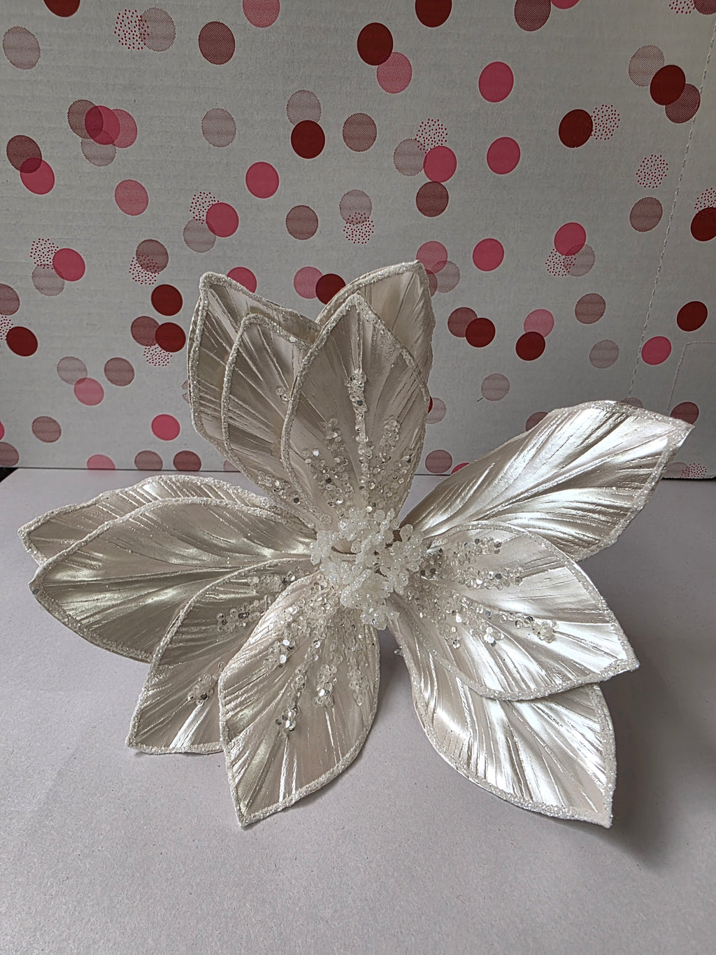 Poinsettia Clip Pearl 28cm (PACK OF 2)