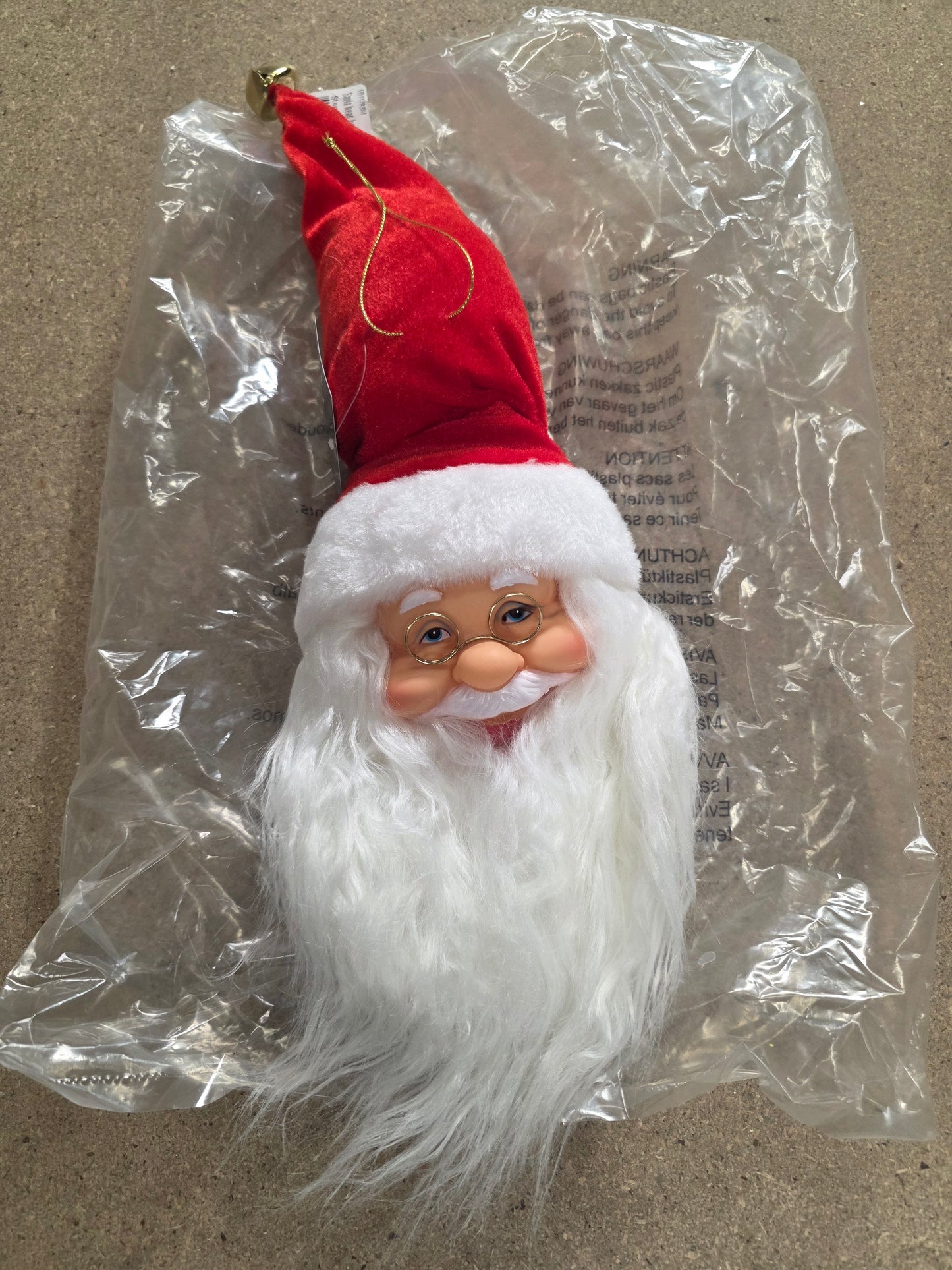 Santa Head Hanging Red 45x15cm