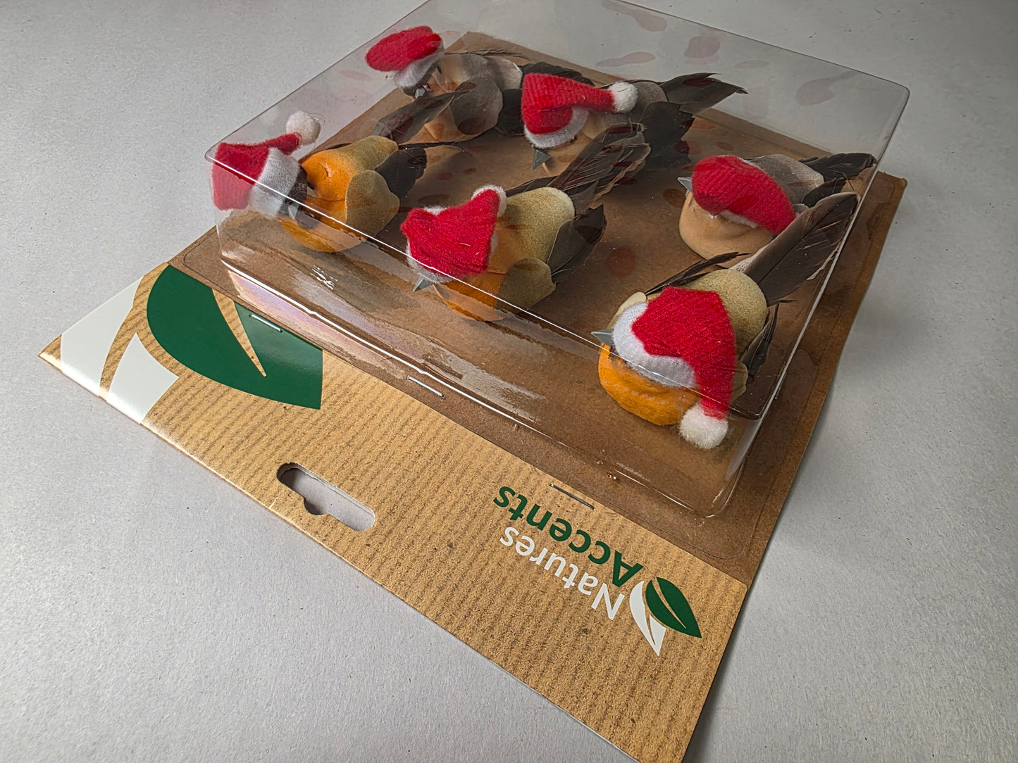 Robin Xmas Hat Birds On Clip 9cm X6