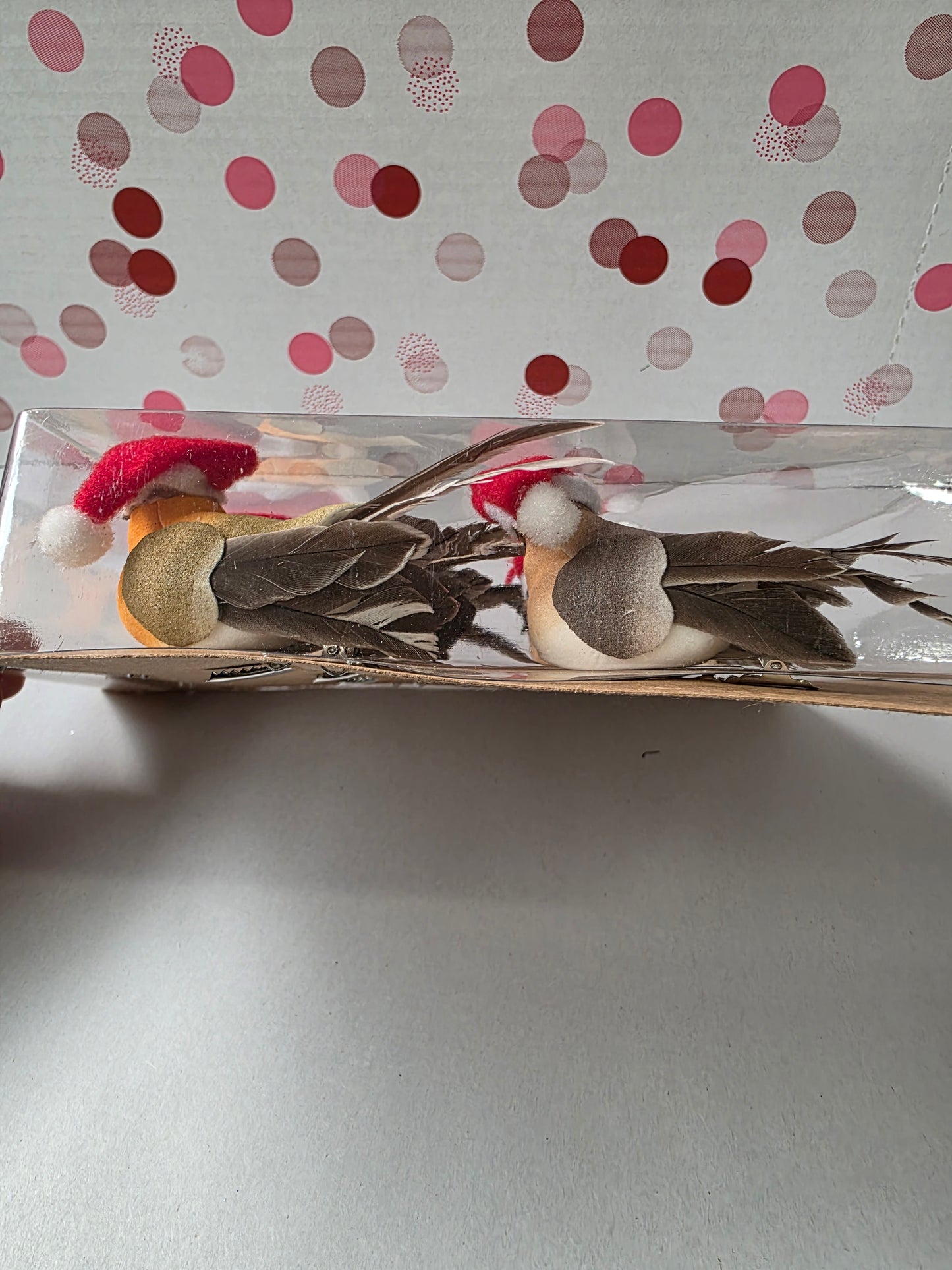 Robin Xmas Hat Birds On Clip 9cm X6