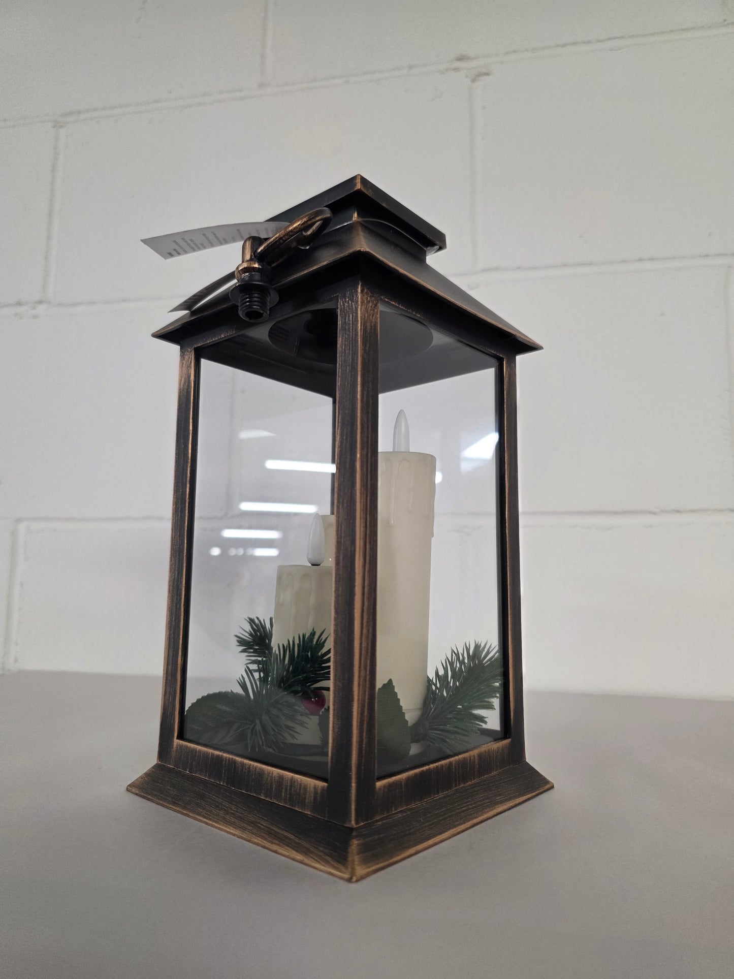 Triple Flicker Lantern 27cm Copper