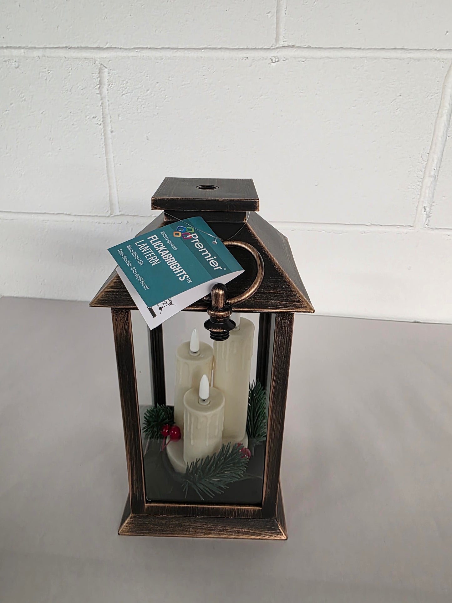 Triple Flicker Lantern 27cm Copper