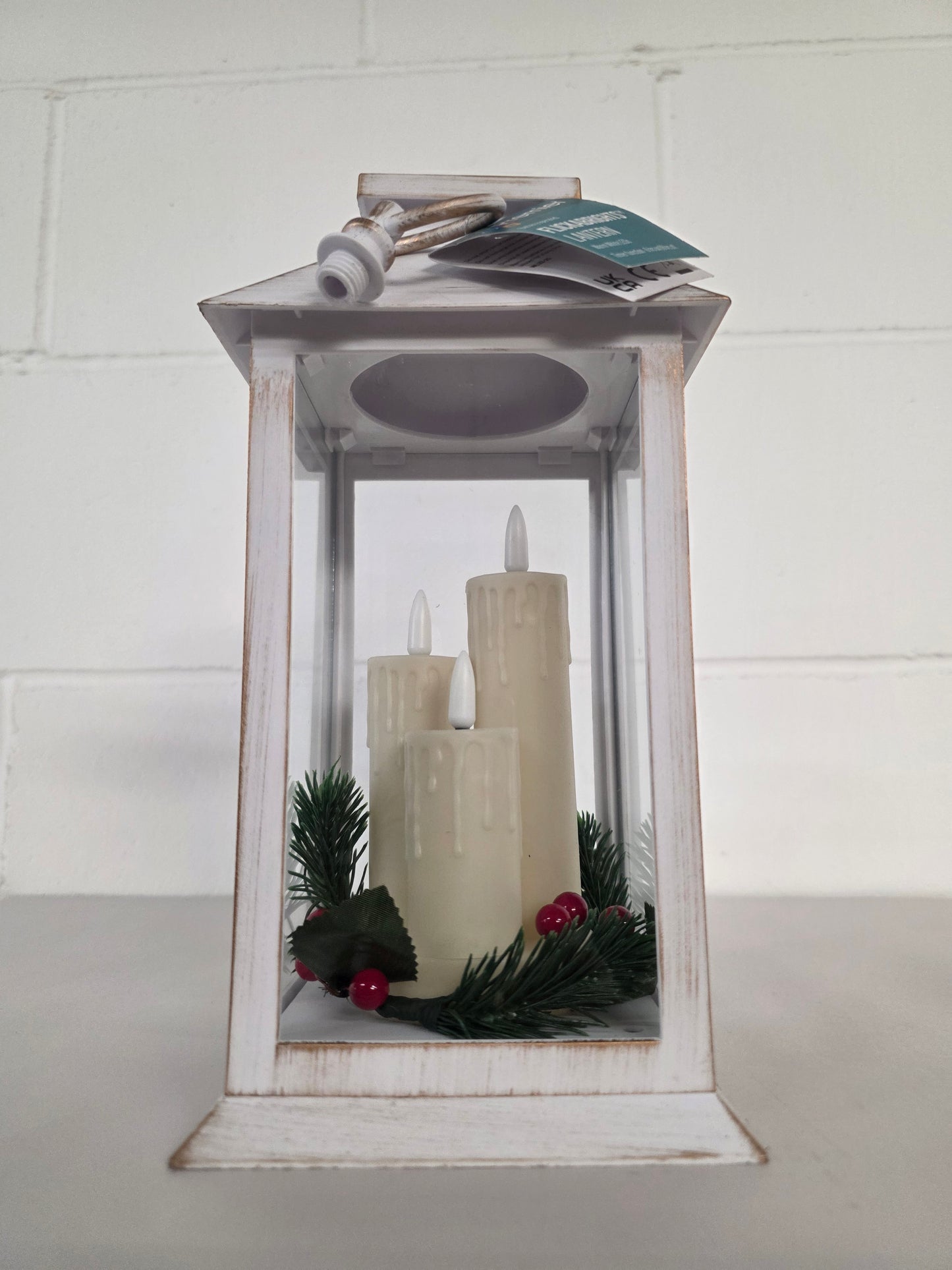 Triple Flicker Lantern 27cm White