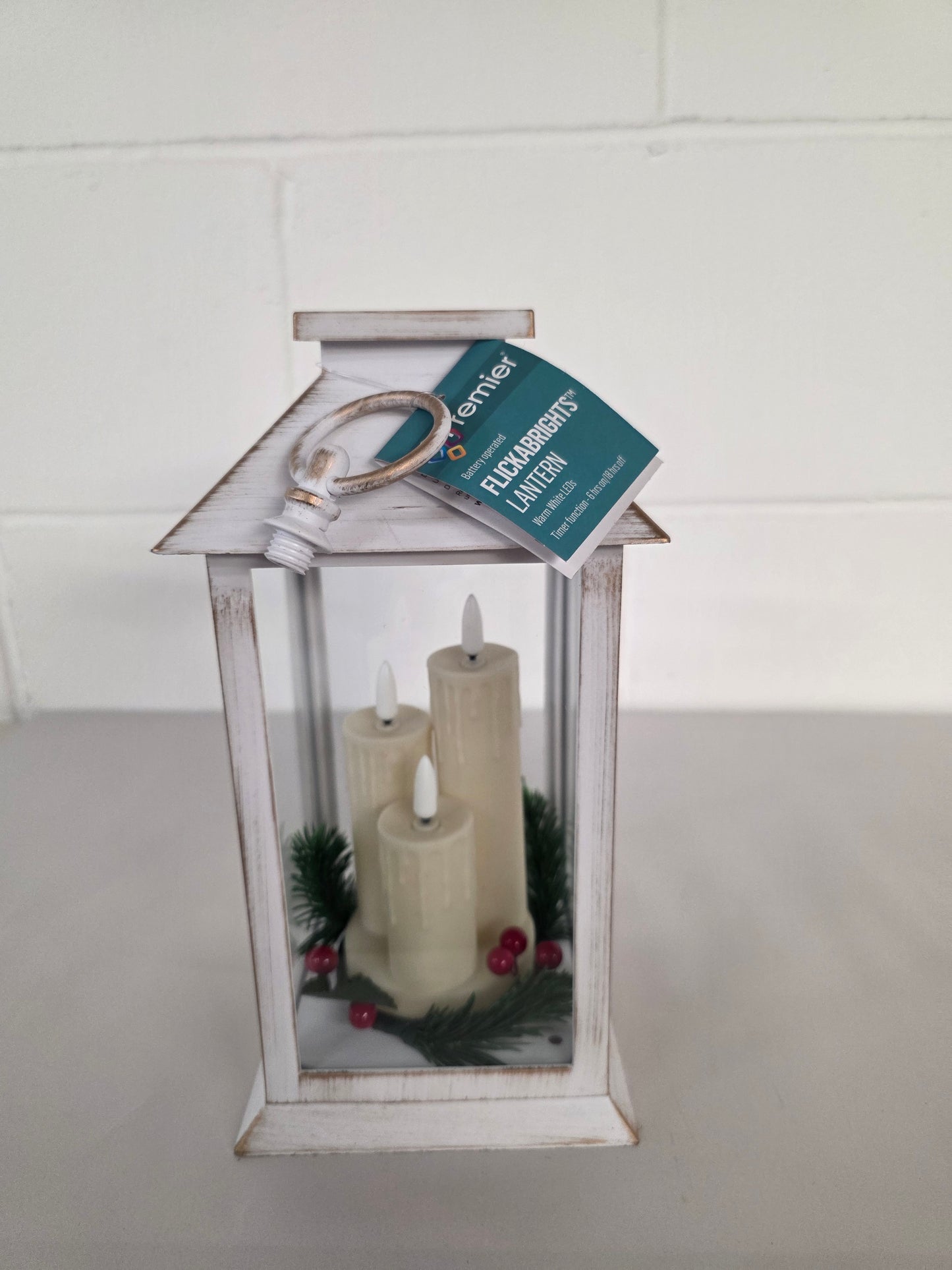 Triple Flicker Lantern 27cm White