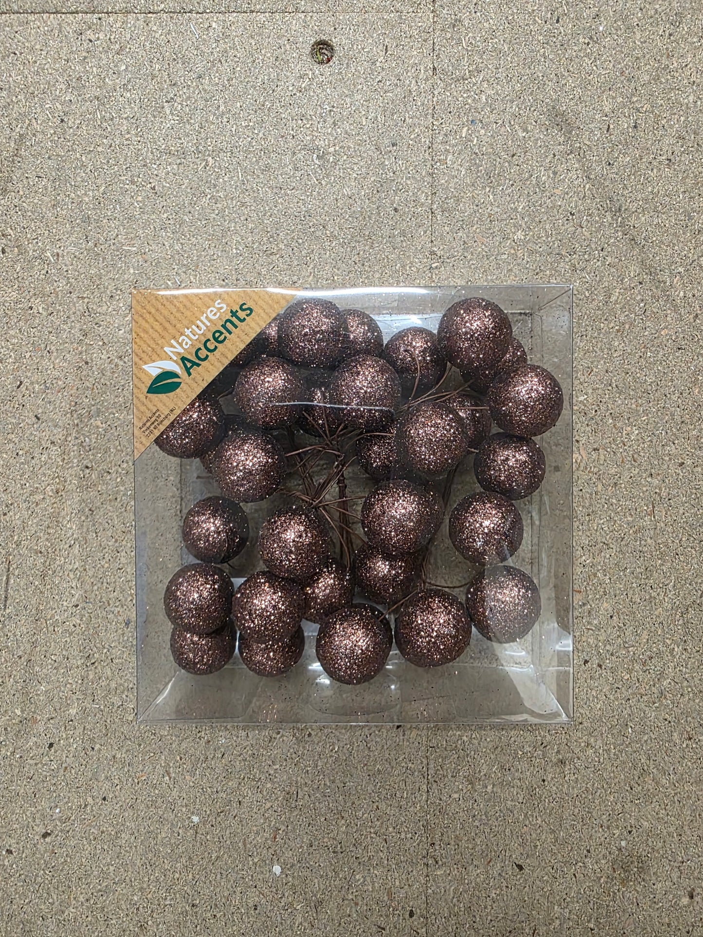 Glitter Balls Wired 13cm X36 Copper