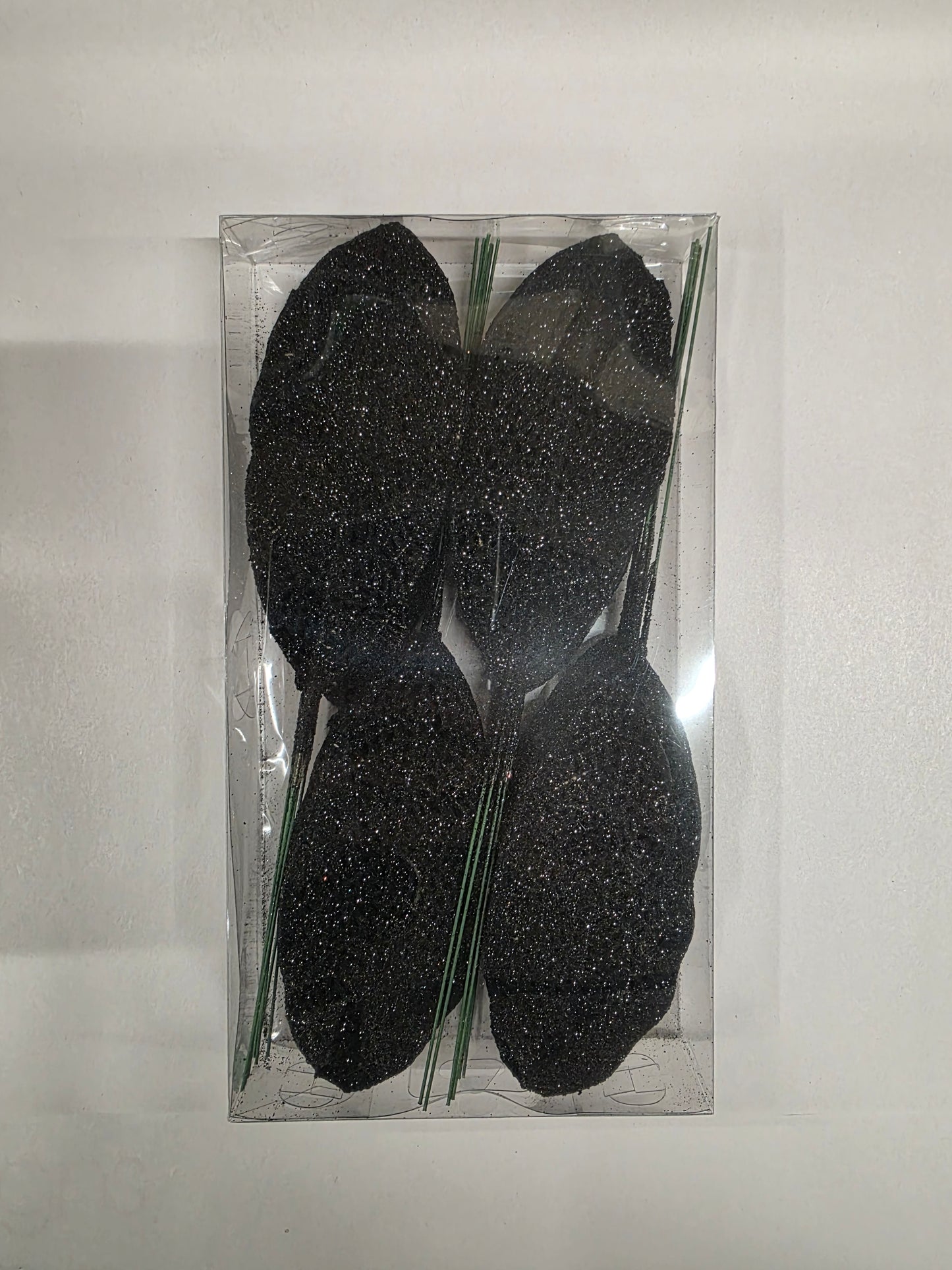 Glitter Deco Leaves Black 14cm X36