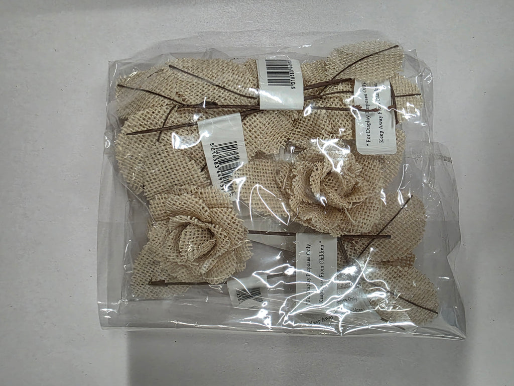 Ribbon Rose Natural 4.6cm X6  (PACK OF 2)