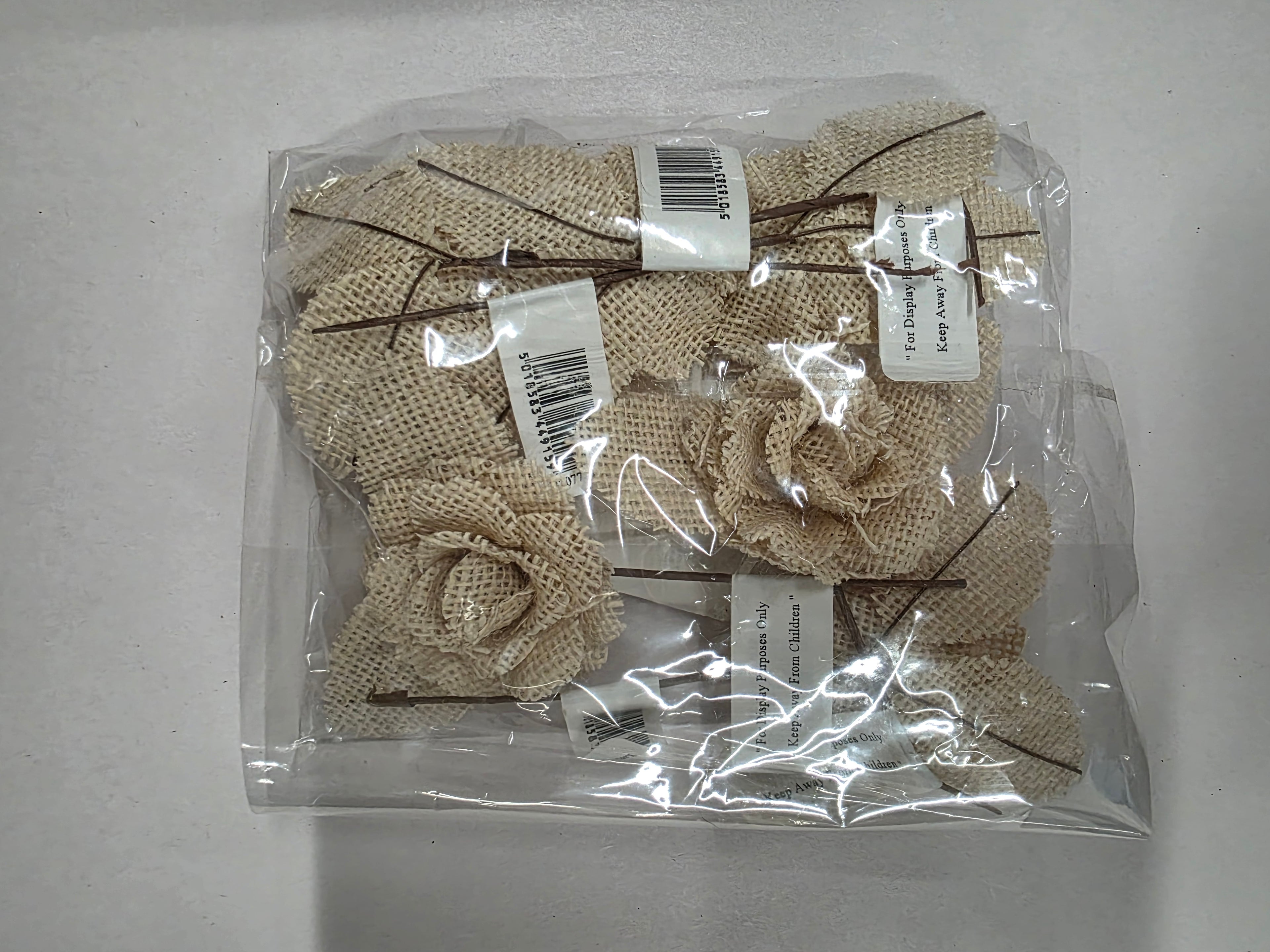Ribbon Rose Natural 4.6cm X6  (PACK OF 2)