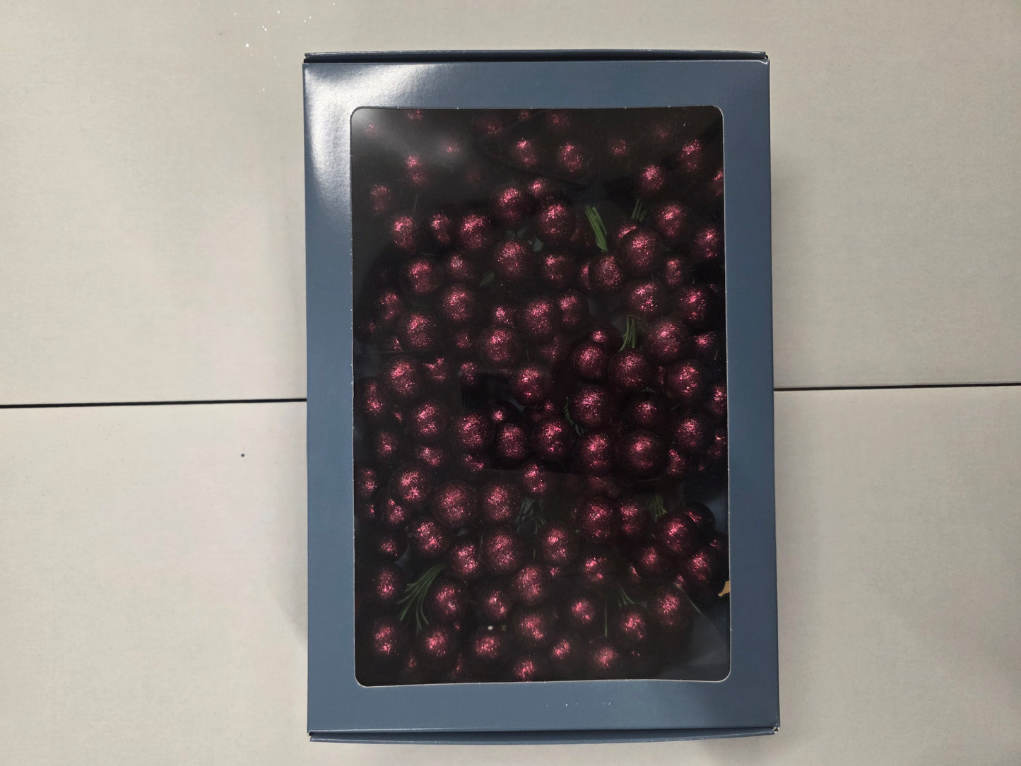 Wired Glitter Balls Wine 20mm X18 Bunches