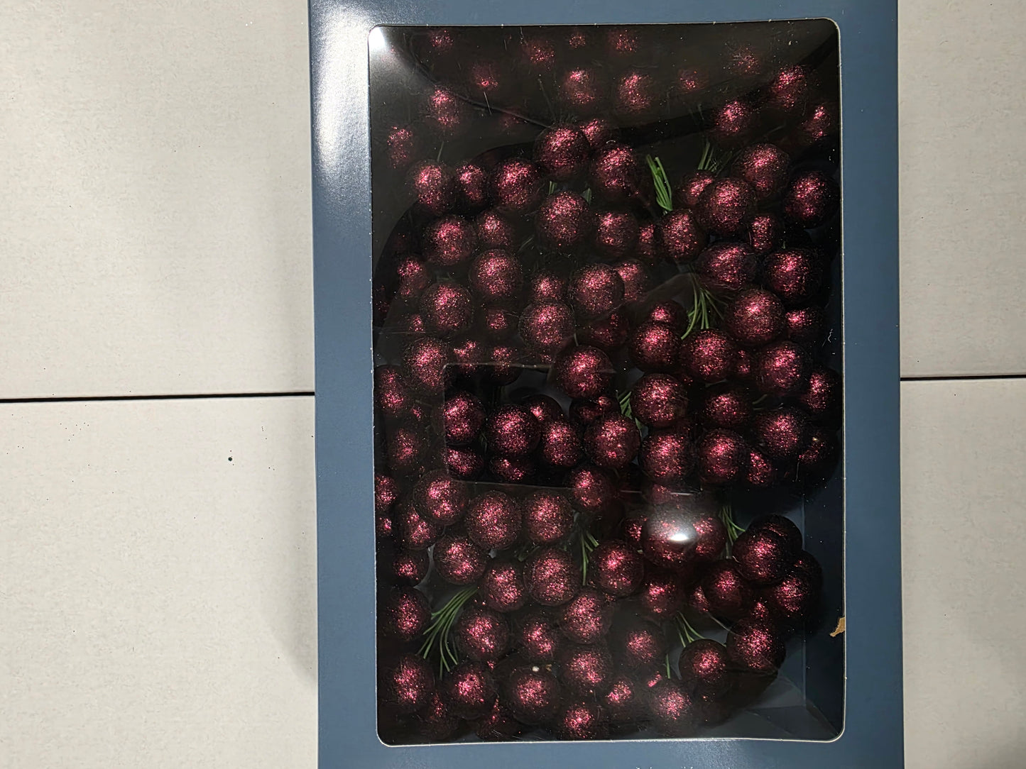 Wired Glitter Balls Wine 20mm X18 Bunches