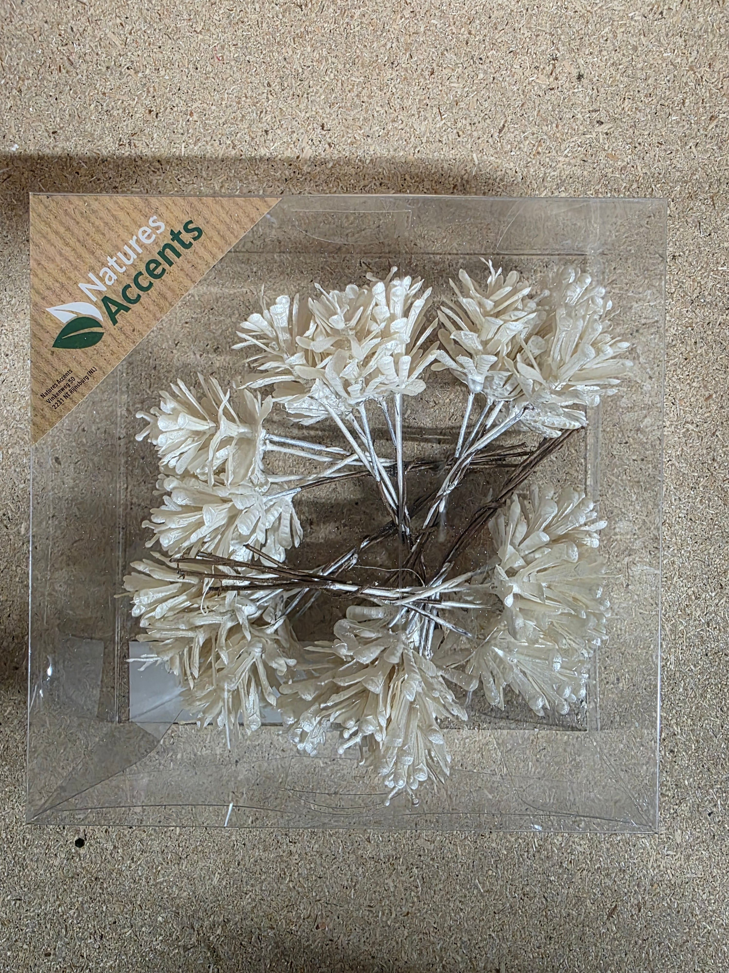 Pinecone On Wire X30 White 3cm  (PACK OF 2)