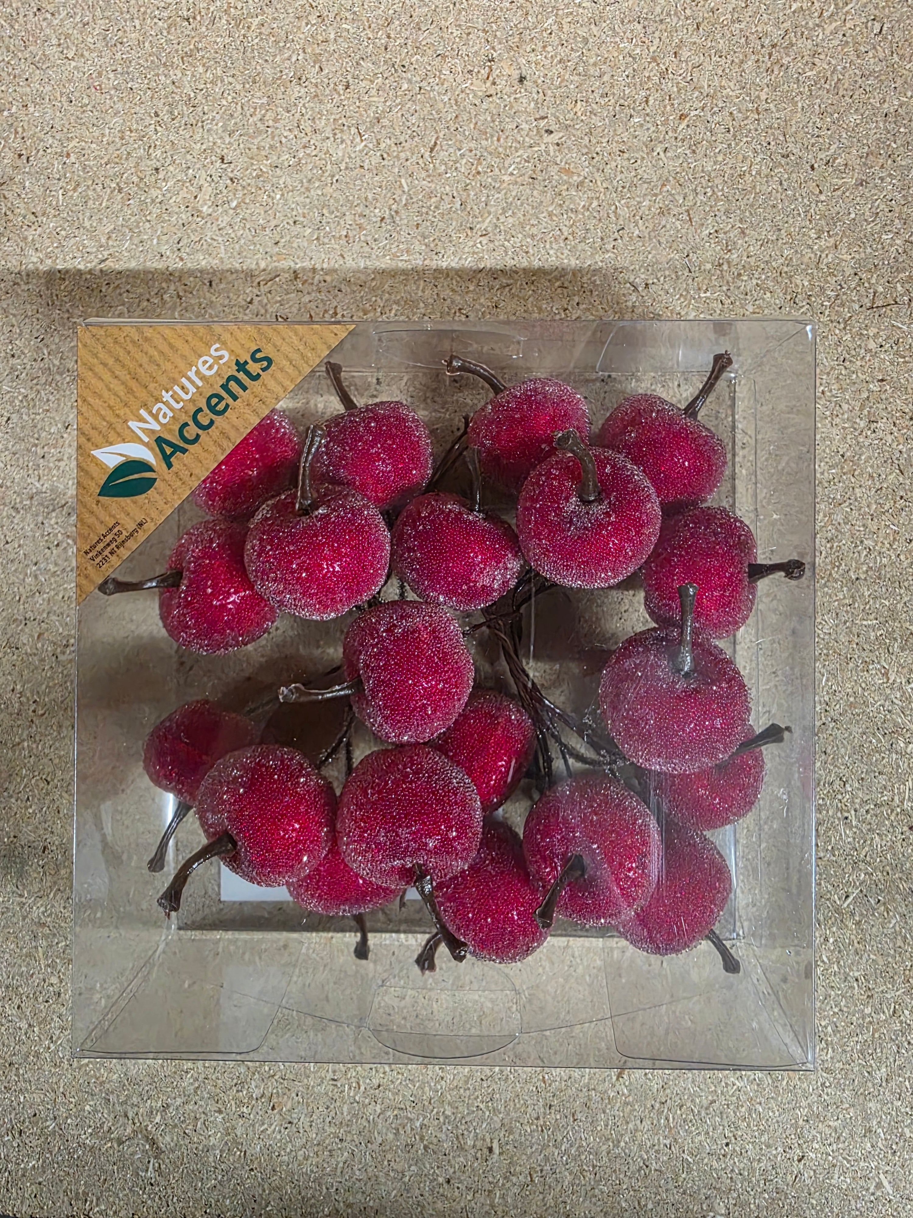 Apples Frosted On Wire 3cm X20 Red