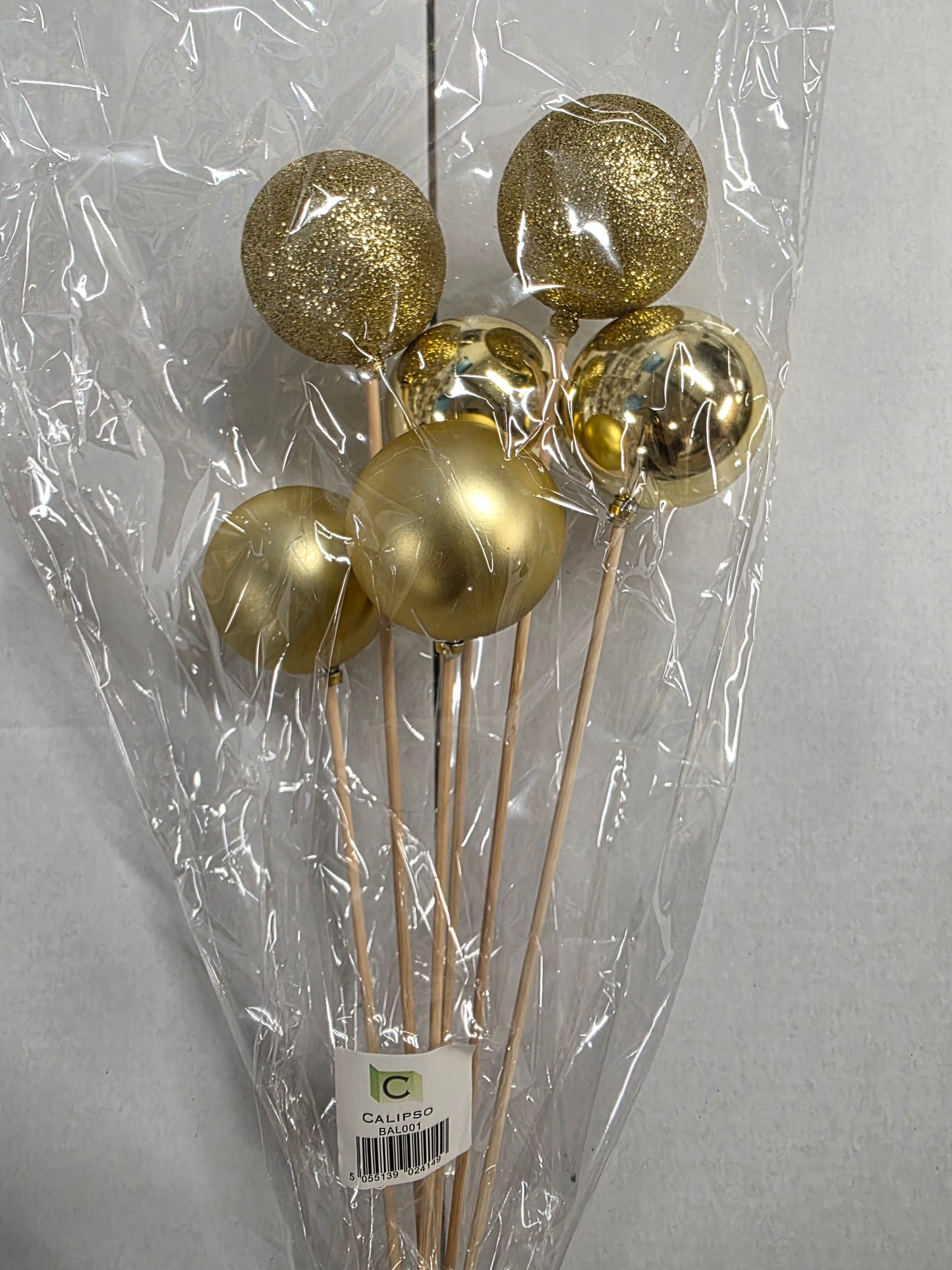 Bauble Pick Assorted Gold 50cm X6