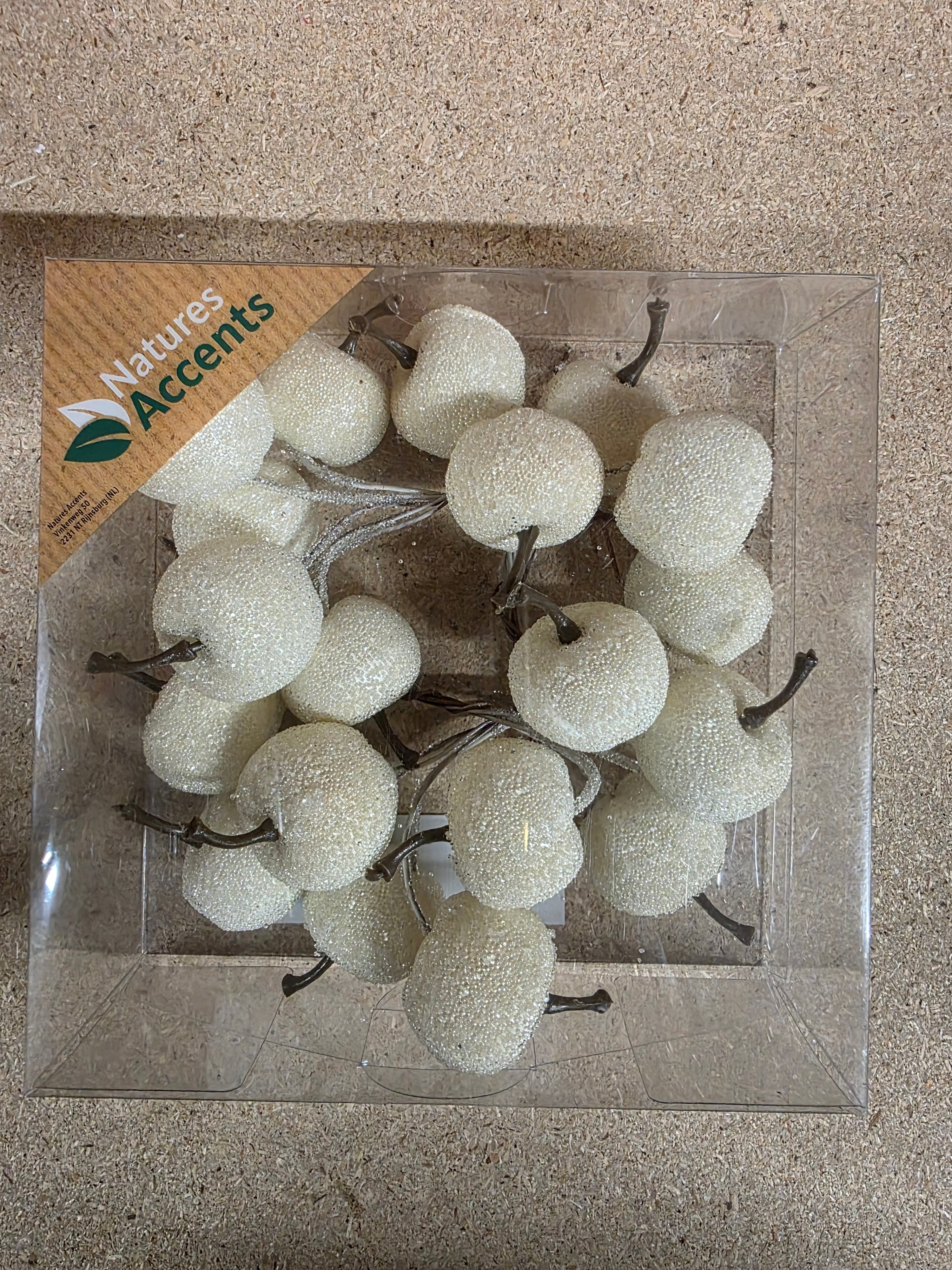 Apples Frosted On Wire 3cm X20 White