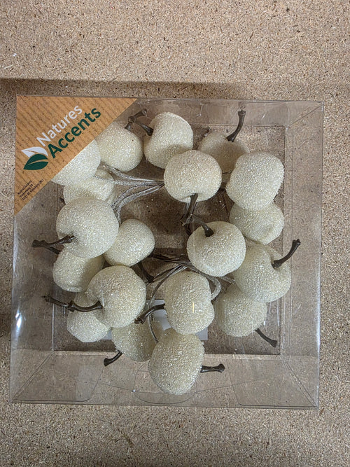 Apples Frosted On Wire 3cm X20 White