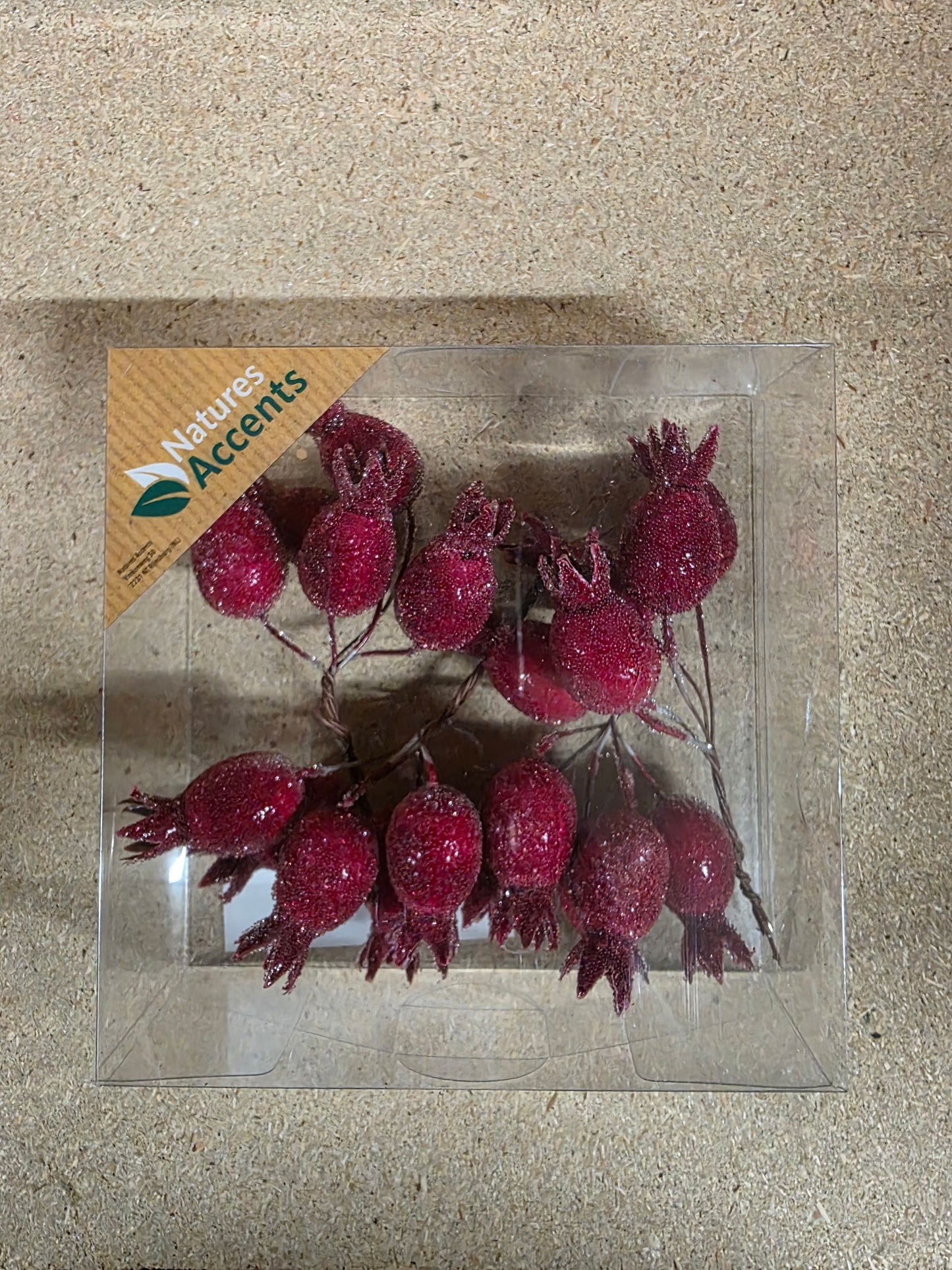 Rose Hips Frosted On Wire Red 5cm X20