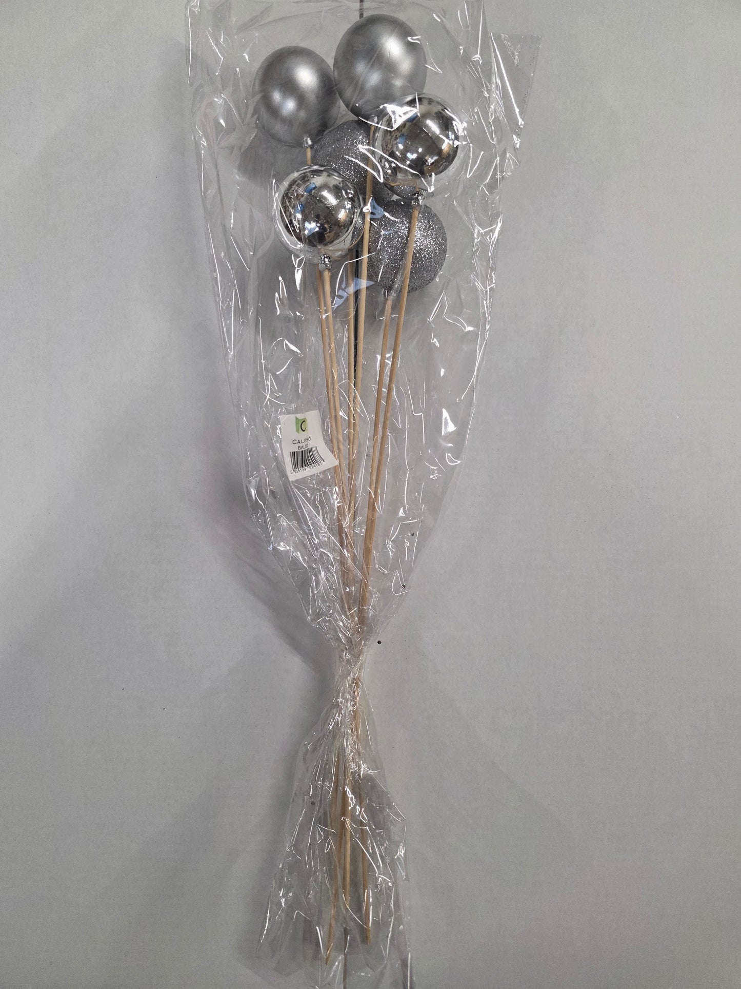 Bauble Pick Assorted Silver 50cm X6