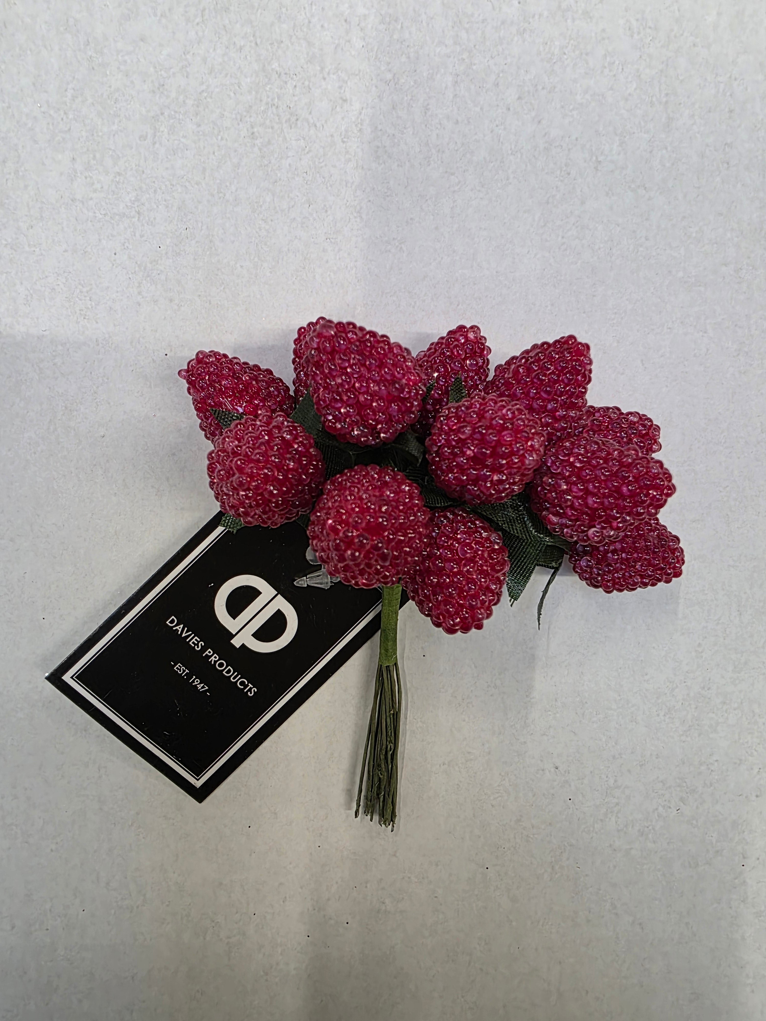 Raspberries On Wire Bunch Assorted X12  (PACK OF 4)