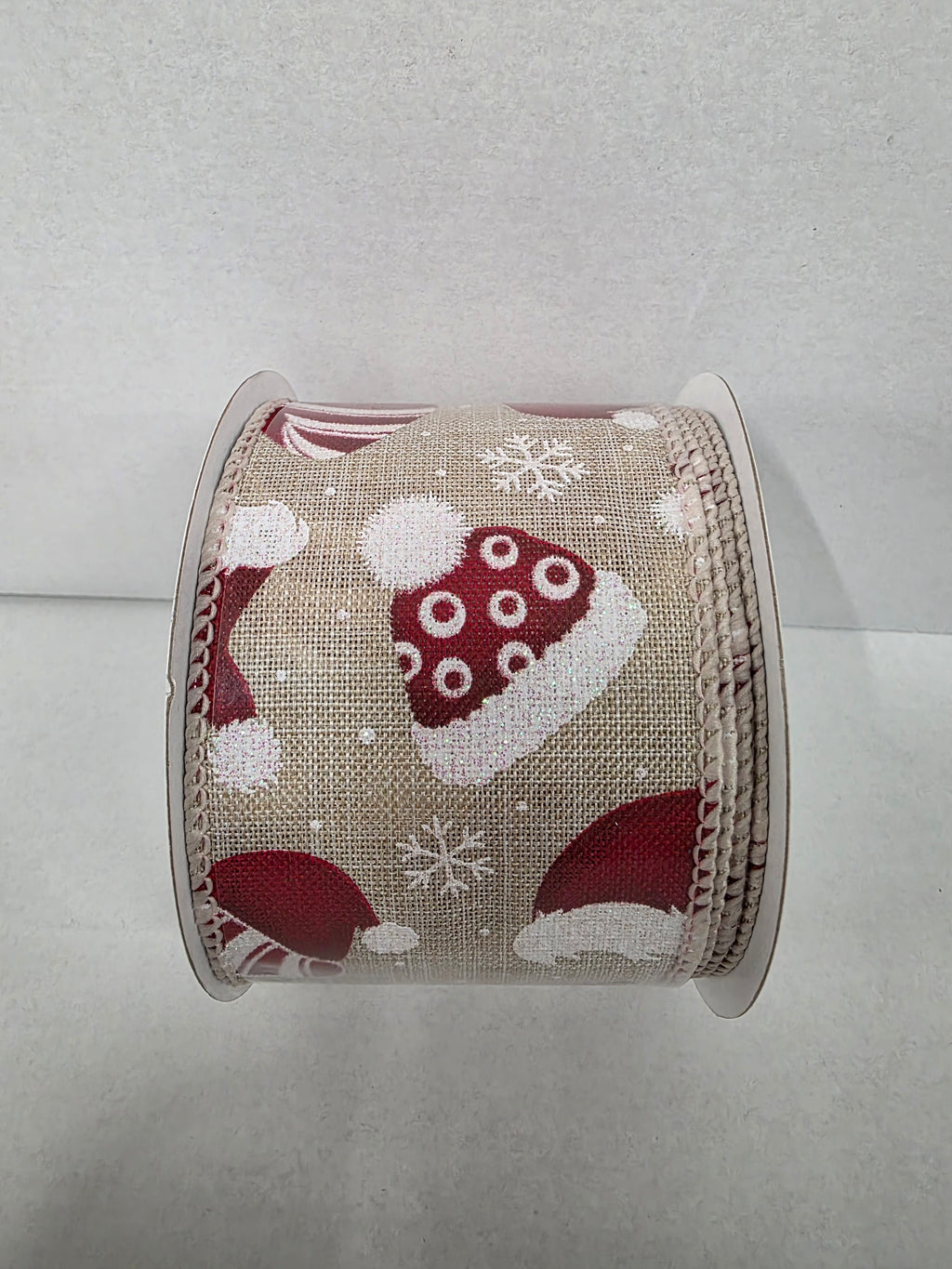 Xmas Ribbon Natural Burlap Santa Hats