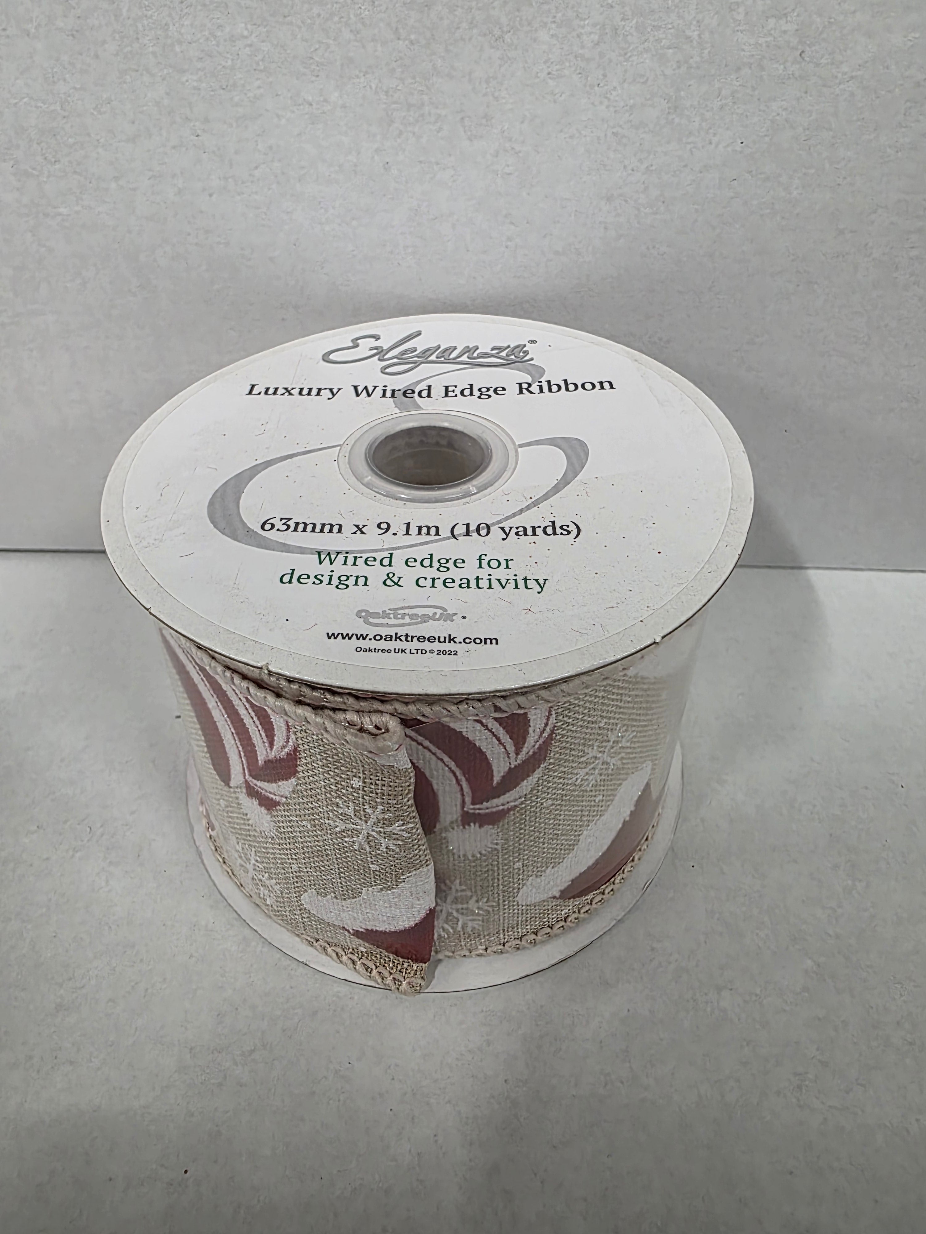 Xmas Ribbon Natural Burlap Santa Hats