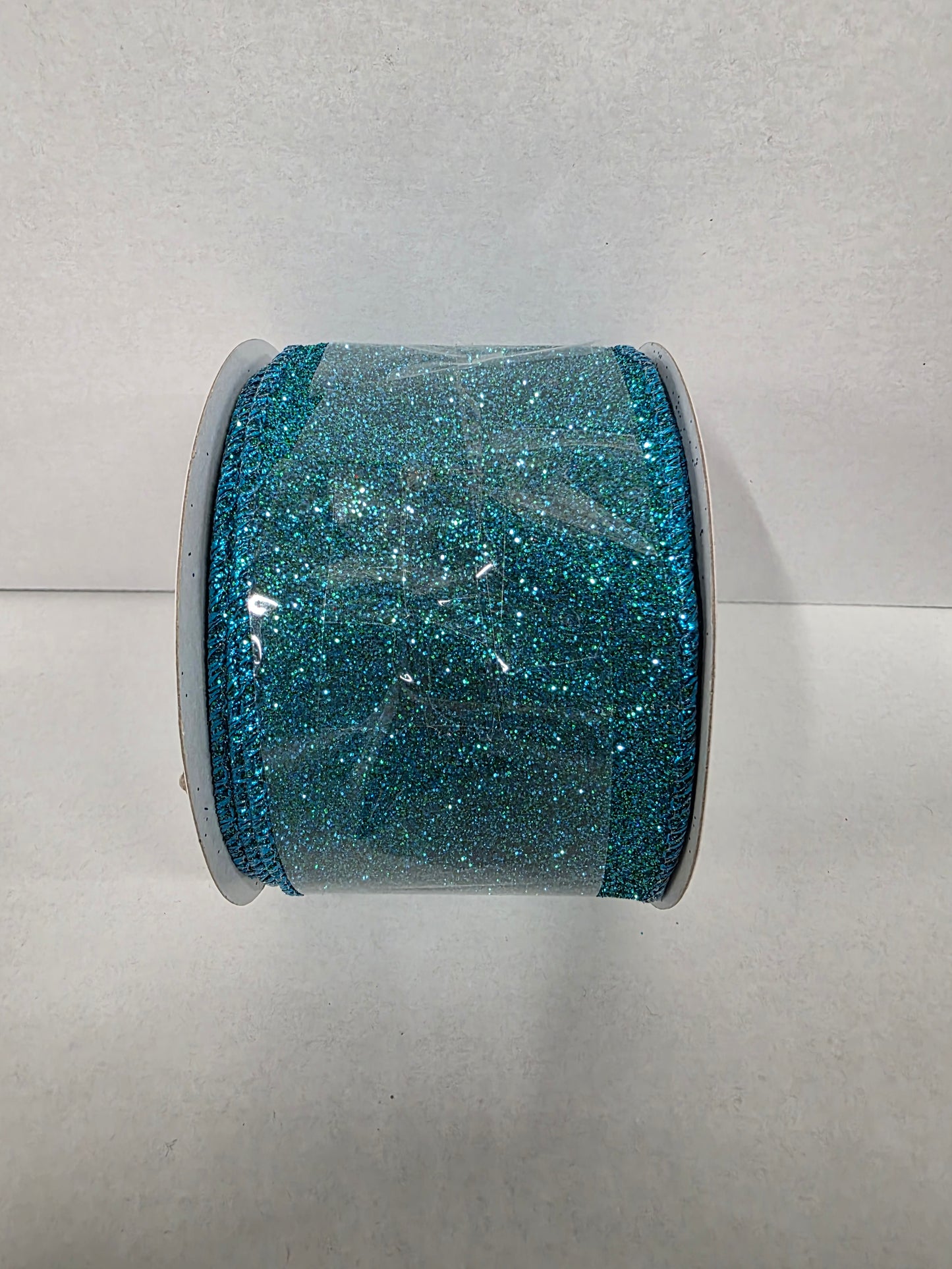 Xmas Ribbon Sparkle Turquoise 63mm