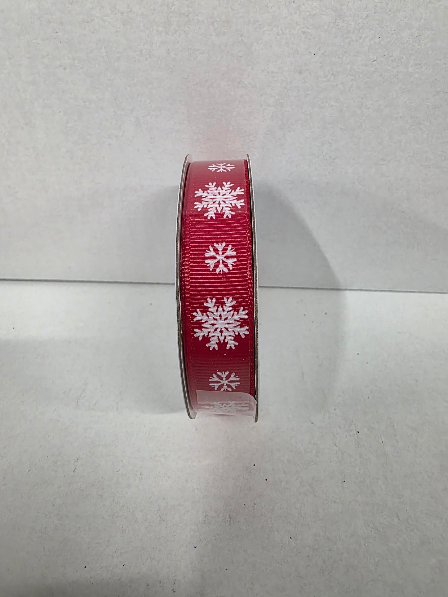 Ribbon Xmas Grosgrain Snowflake Red 15mm