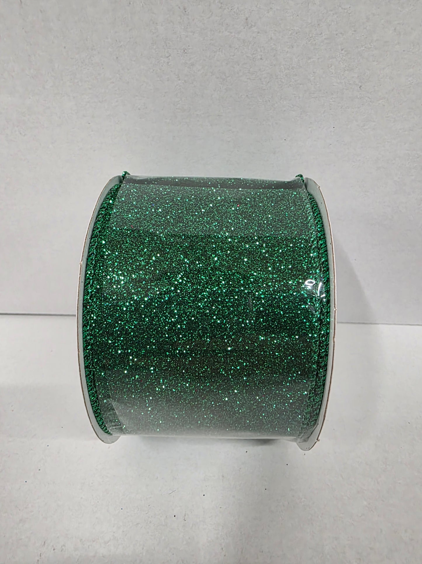Xmas Ribbon Sparkle Green 63mm