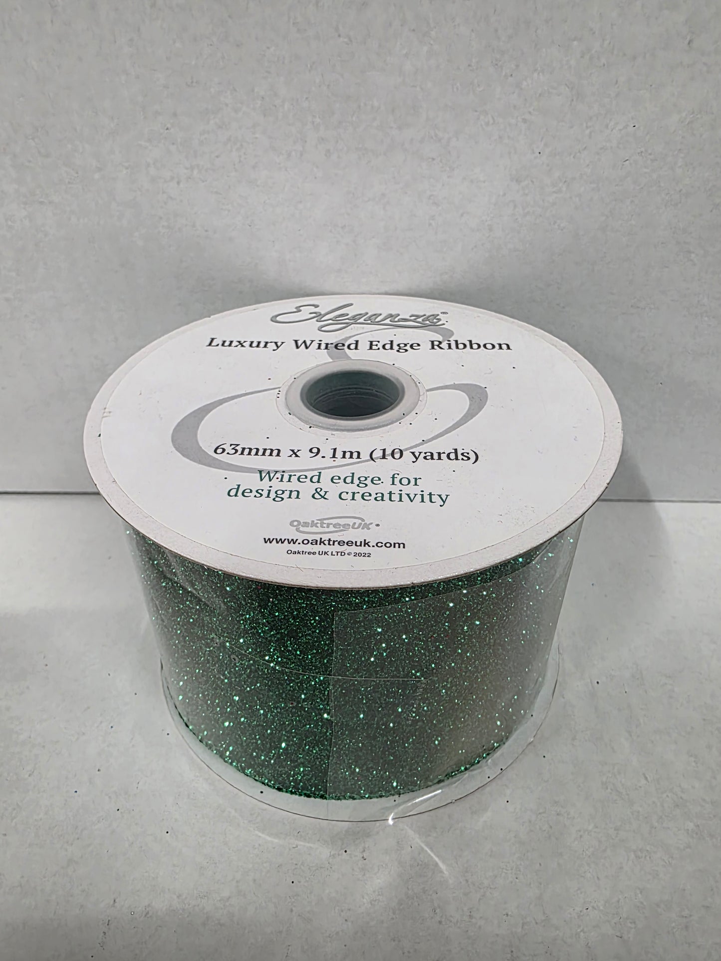 Xmas Ribbon Sparkle Green 63mm