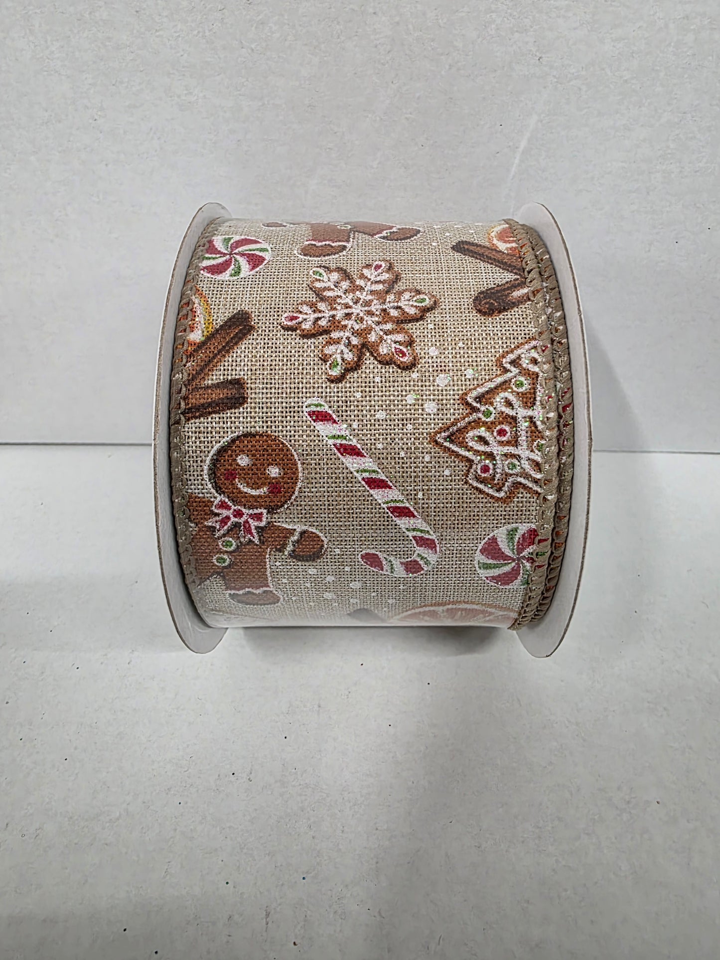 Ribbon Xmas Burlap Gingerbread 63mm